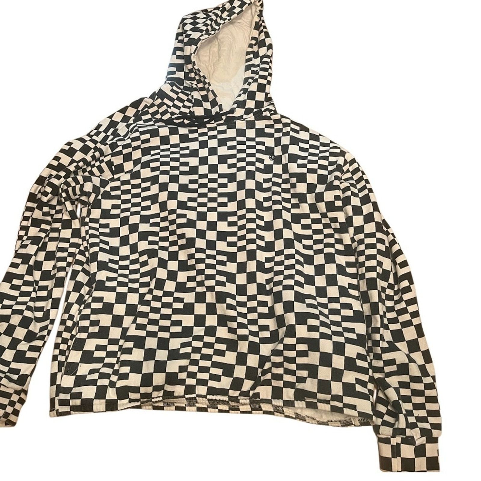 Volcom Volcom black and white plaid pullover skater hoodie, size M Size US M / EU 48-50 / 2 - 1 Thumbnail