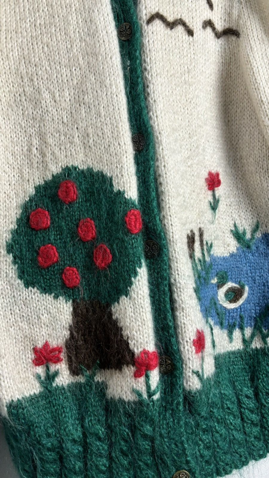 Handmade Vintage Mohair Pond Life Knitted Cardigan Size ONE SIZE - 4 Thumbnail