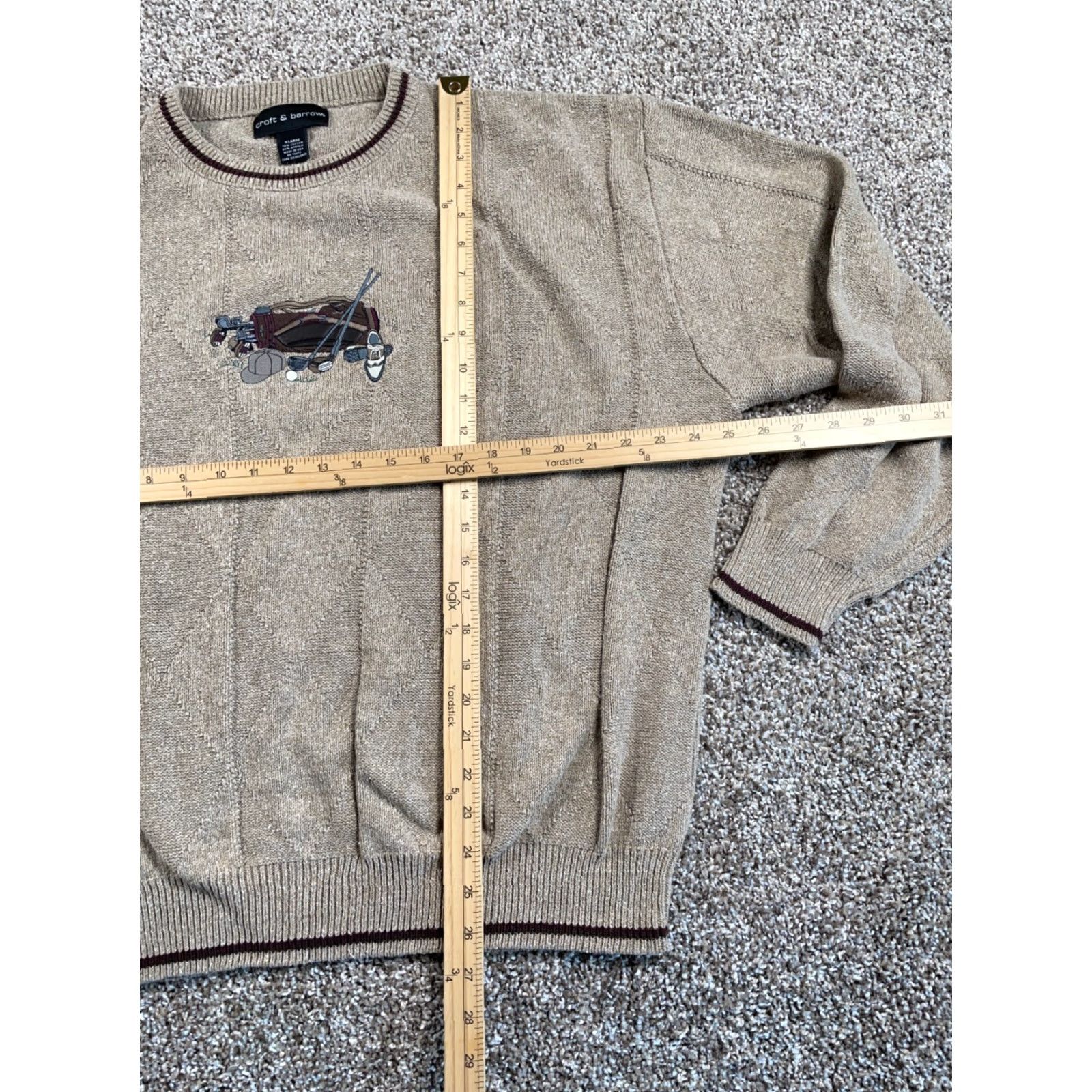 Vintage VINTAGE Golf Sweater Shirt Adult XL Beige Embroidered Front | Croft & Barrow USA Made Heavyweight Knit Pullover Mens Size US XL / EU 56 / 4 - 5 Thumbnail