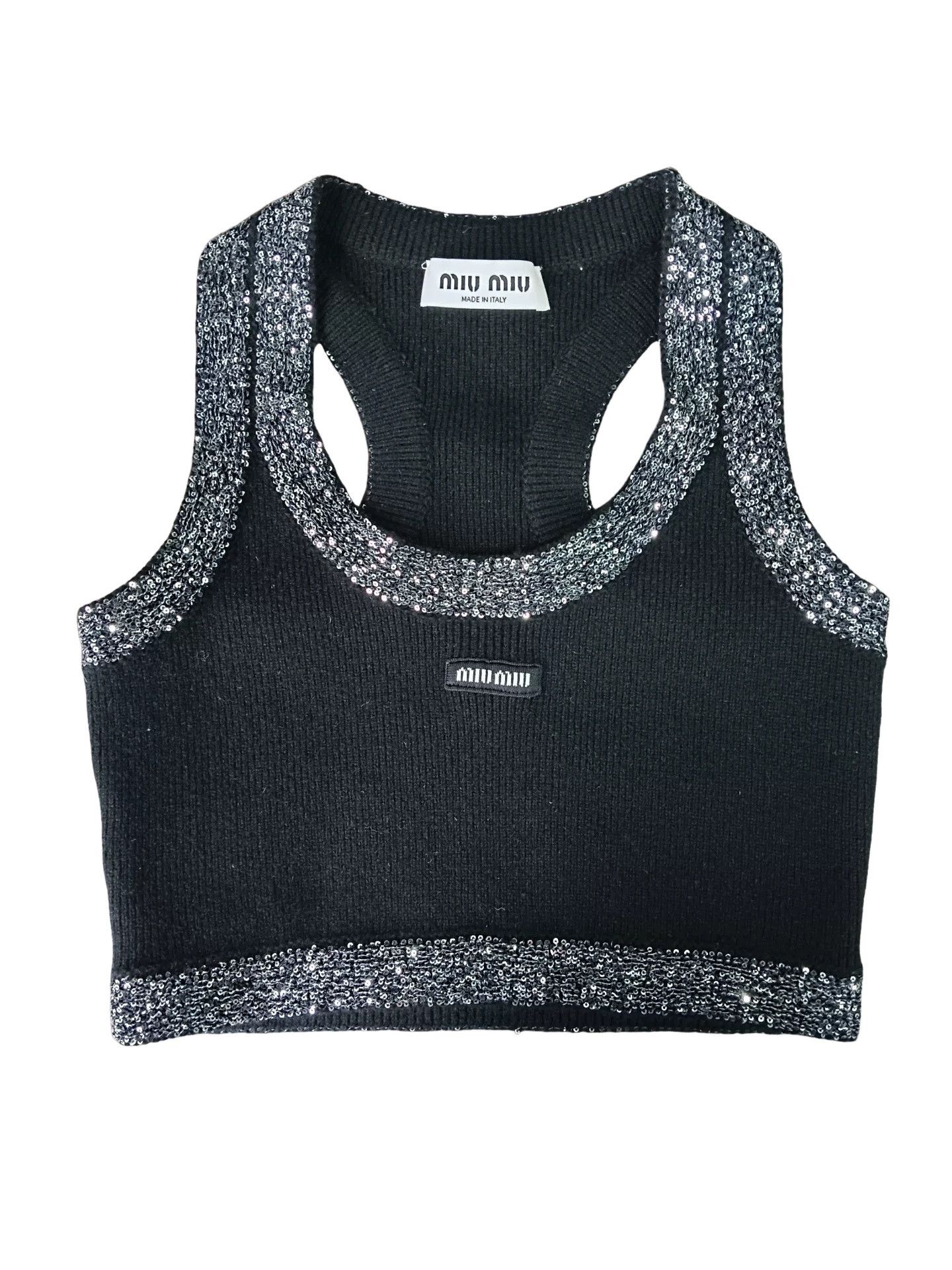 Miu Miu Miu Miu Sequin Trim Knit Crop Top Size 40 Size S / US 4 / IT 40 - 1 Thumbnail