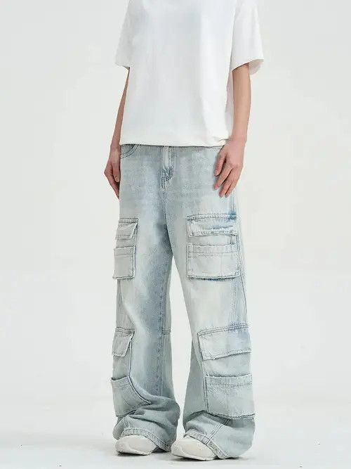 Japanese Brand × Jean Cargo Stack Denim Jeans Size US 30 / EU 46 - 1 Thumbnail