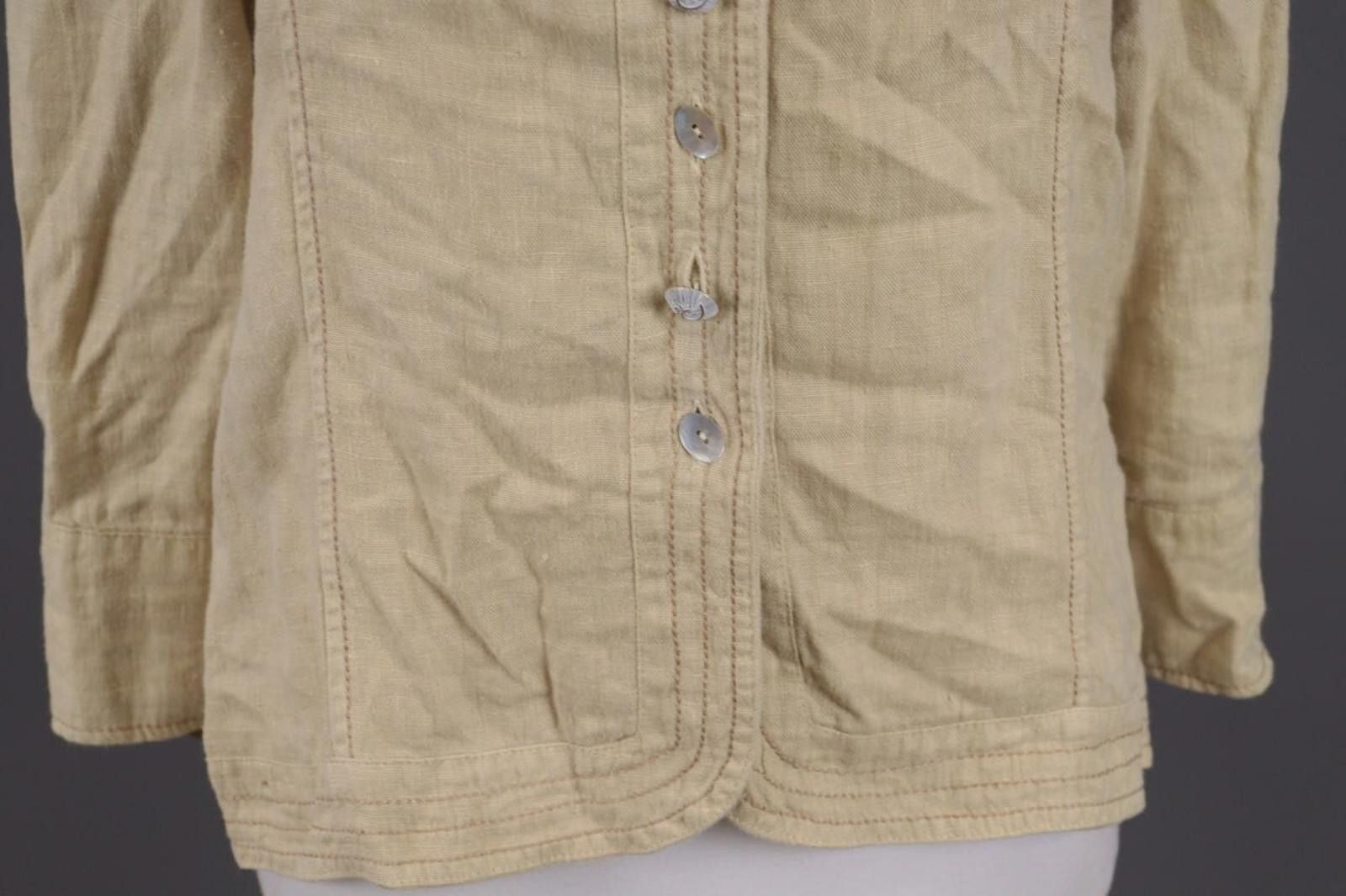 Designer Elisa Cavaletti Beige Linen Lagenlook Shirt Blouse Tunic Size M / US 6-8 / IT 42-44 - 3 Thumbnail