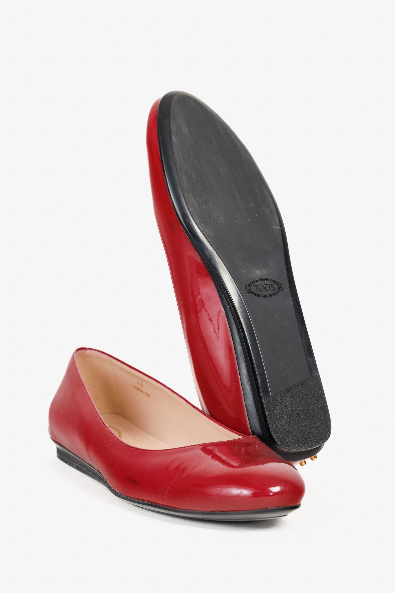 Tod's Tod's Studded Demi Wedge Patent Leather Ballerina Flats Size US 9.5 / IT 39.5 - 4 Thumbnail
