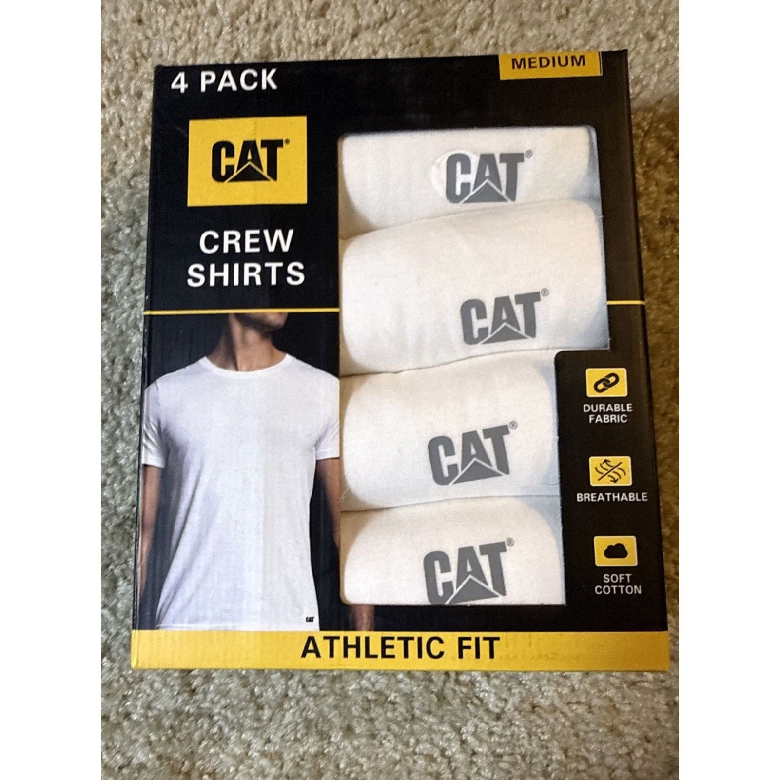 Caterpillar CATERPILLAR Medium White 4 Pack Athletic Crew Neck T-shirts Men Size US M / EU 48-50 / 2 - 2 Thumbnail