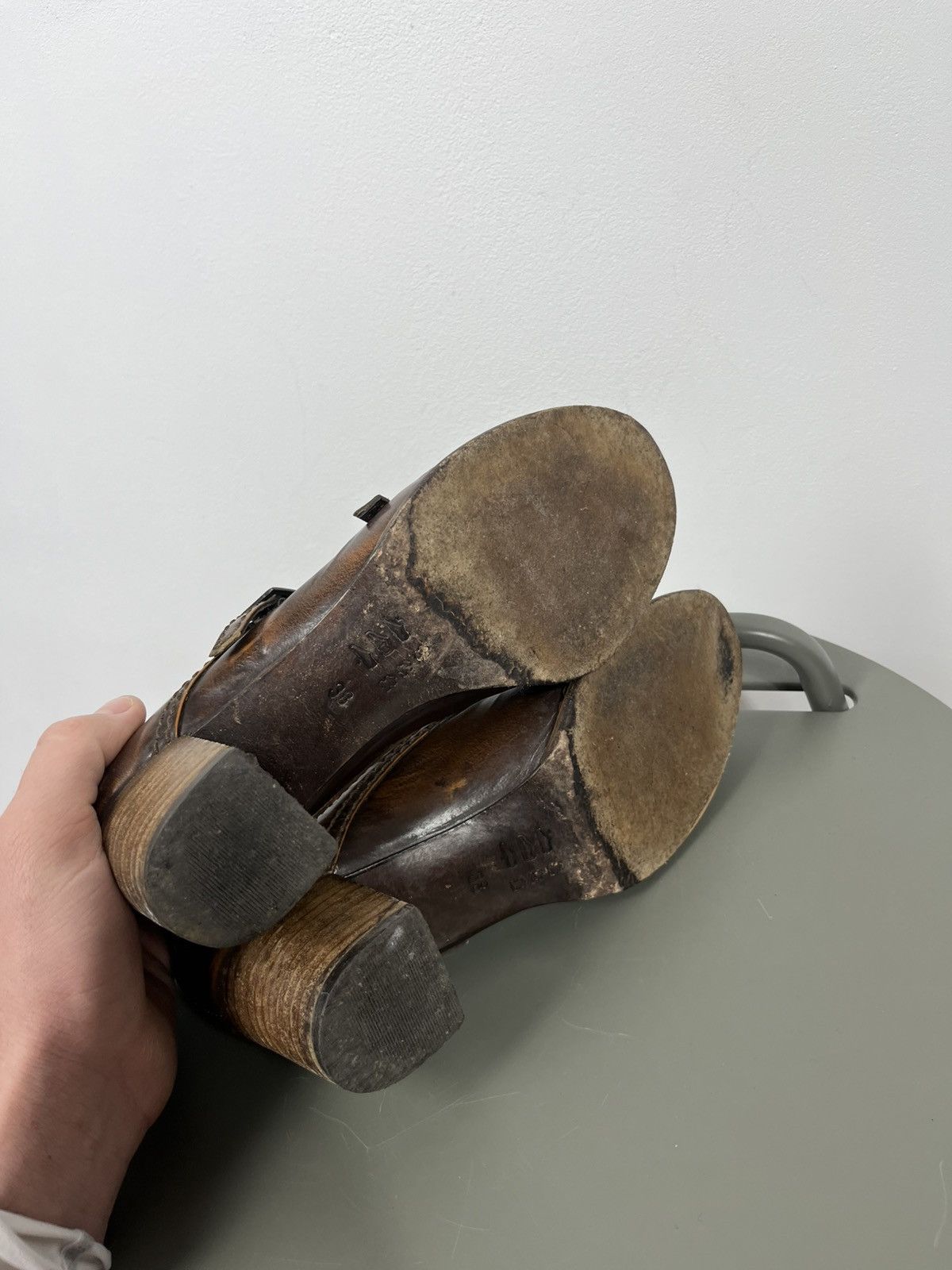 Leather Women’s Leather Buckle Heeled Shoes Brown Vintage EU 38 Size US 7 / IT 37 - 8 Thumbnail