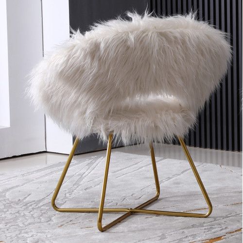 Designer × Homemade Slatina Faux Fur Upholstered Accent Chair, White Size US L / EU 52-54 / 3 - 6 Thumbnail