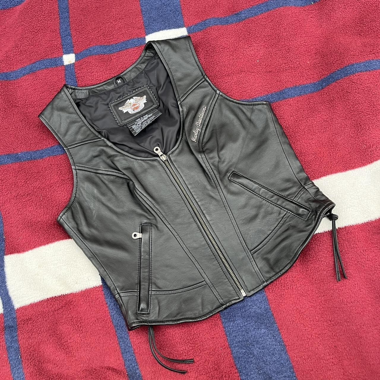 Harley Davidson Harley Davidson black leather Moto vest full zip up jacket Size M / US 6-8 / IT 42-44 - 1 Thumbnail