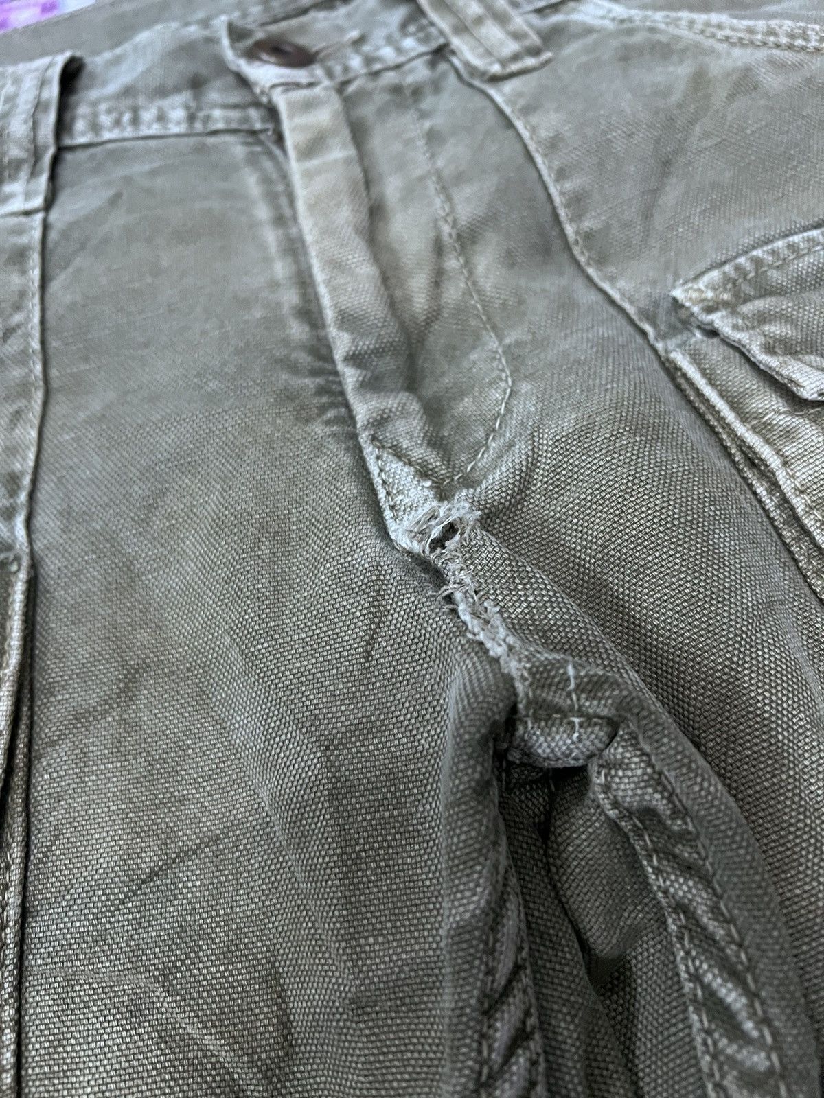 Japanese Brand VINTAGE THRASHED SUN FADED GREEN ARMY BUSH PANT Size US 32 / EU 48 - 7 Thumbnail