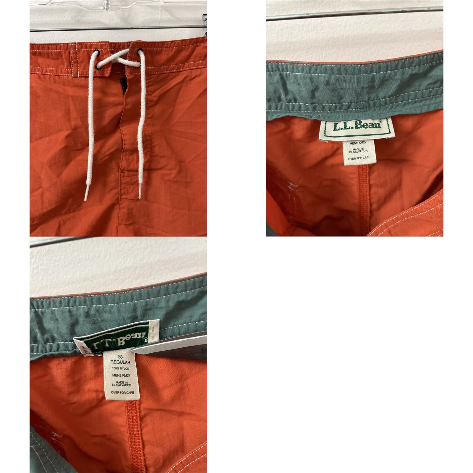 Vintage VINTAGE ll bean Shorts Mens 38 Orange Nylon Swim Trunks Pockets Drawstring Adjustable Waist Regular Inseam 7.5 in Athletic Outdoor 90s Mens Size US 38 / EU 54 - 8 Thumbnail