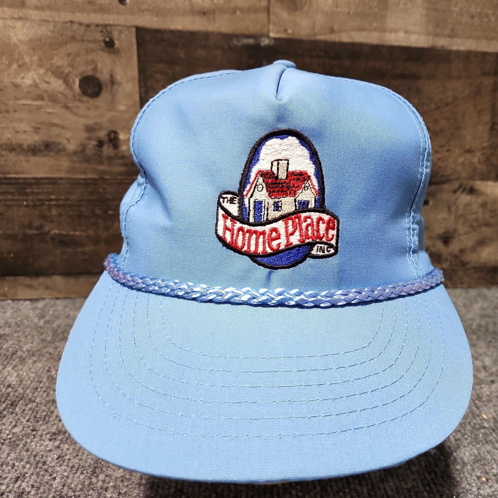Vintage VINTAGE Home Hat Snapback Powder Blue Rope Bill Brim Adjustable Unisex Adults Blue Baseball Cap Size ONE SIZE - 3 Thumbnail