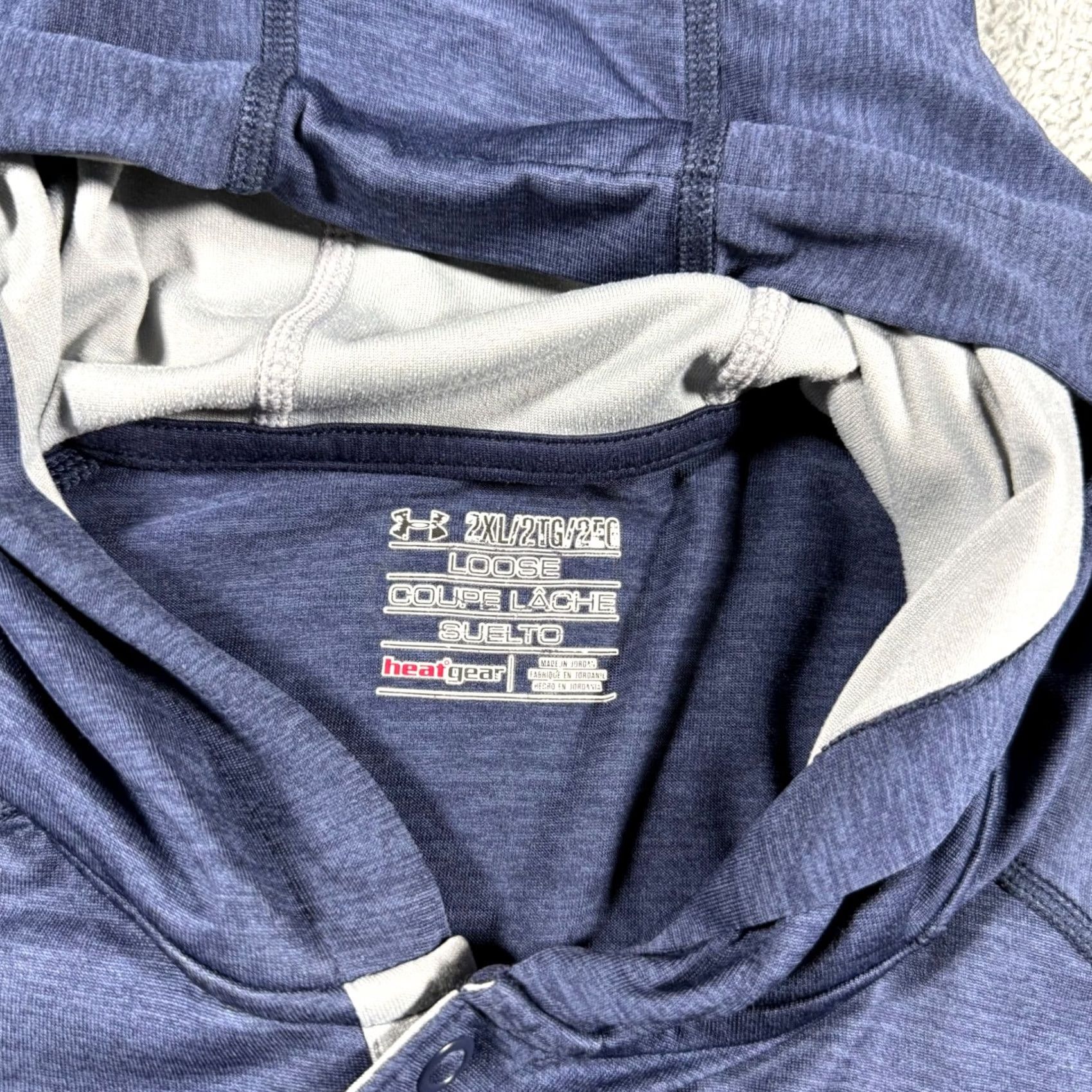 Under Armour Under Armour Hoodie Mens 2XL Navy Loose Performance Lightweight Henley Button Spring Summer Fall Breathable Moisture Wicking Logo Raglan Shirt Size US XXL / EU 58 / 5 - 3 Thumbnail
