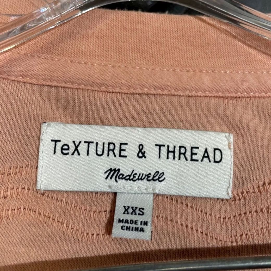 Madewell Texture & Thread Madewell Top Peach Wave Textured Knit Short Sleeve Women XXS T-Shirt Pink Womens Size XXS / US 00 / IT 34 - 3 Thumbnail