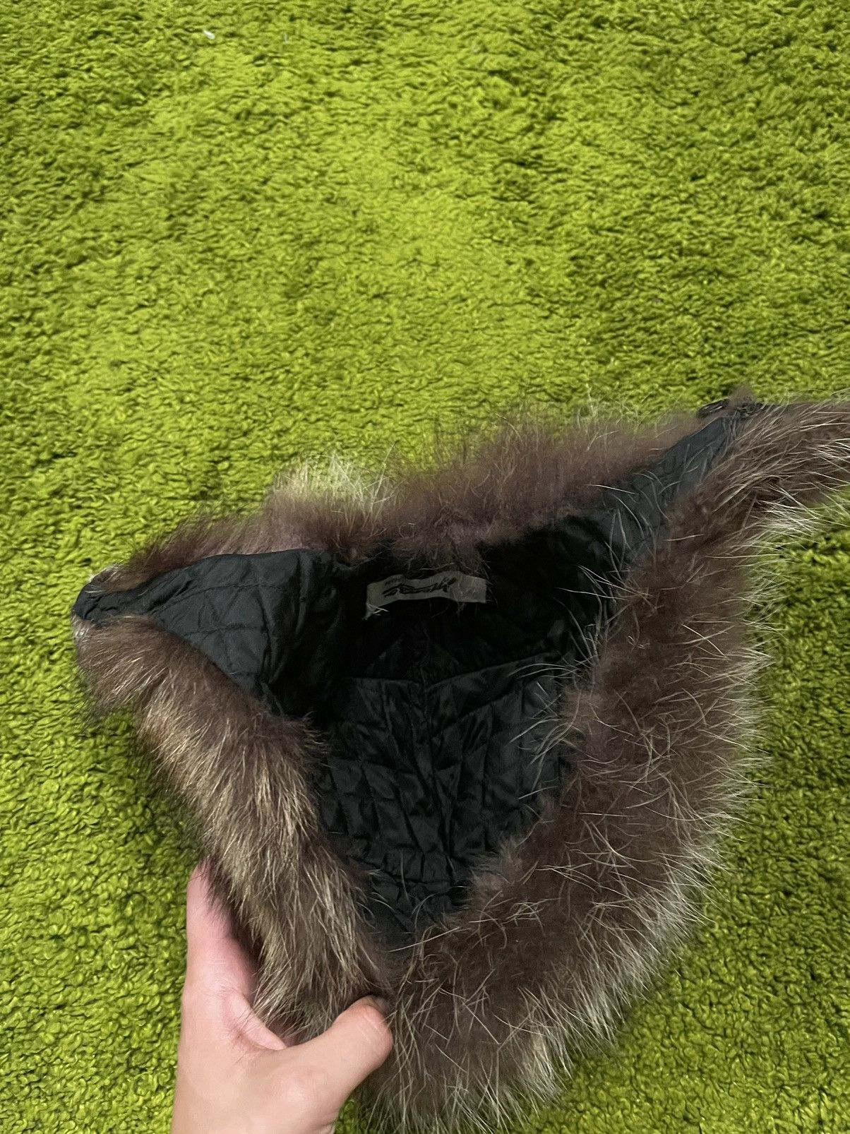 Designer × Vintage Real Fur fuzzy Ushanka trapper checker hat Y2K Size ONE SIZE - 8 Thumbnail