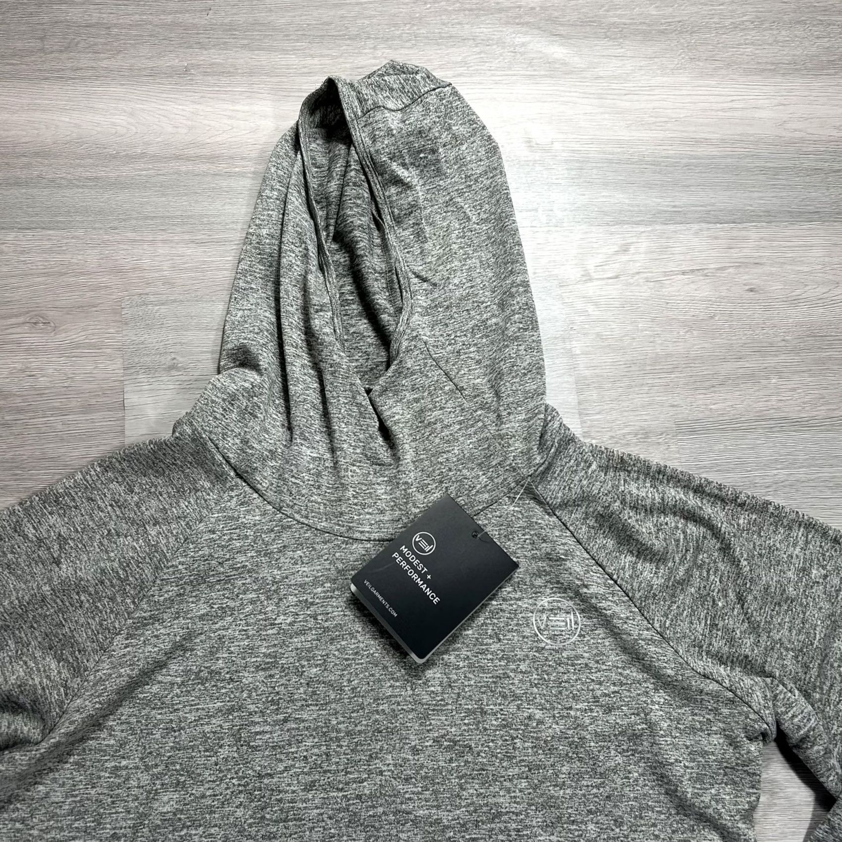 Halo Halo Running Hoodie Womens Medium Gray Longline Tunic Lightweight Stretch Top Size M / US 6-8 / IT 42-44 - 3 Thumbnail