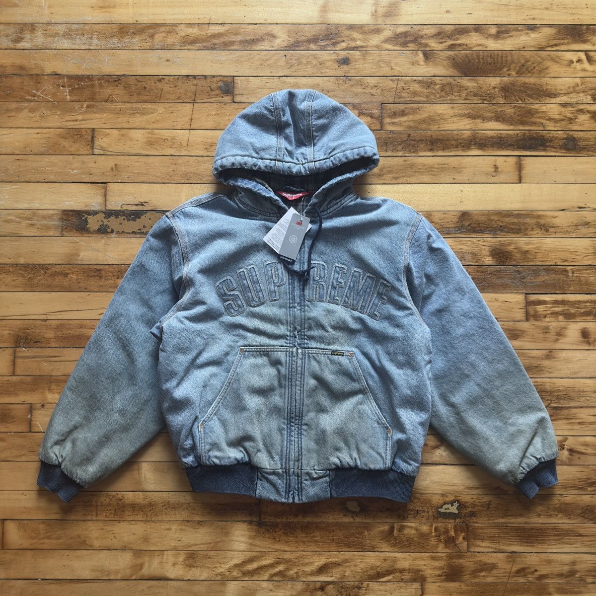 Supreme Reflective Arc Hooded Jacket デニム Supreme Reflective Arc Hooded Work Jacket Denim Men's - FW25