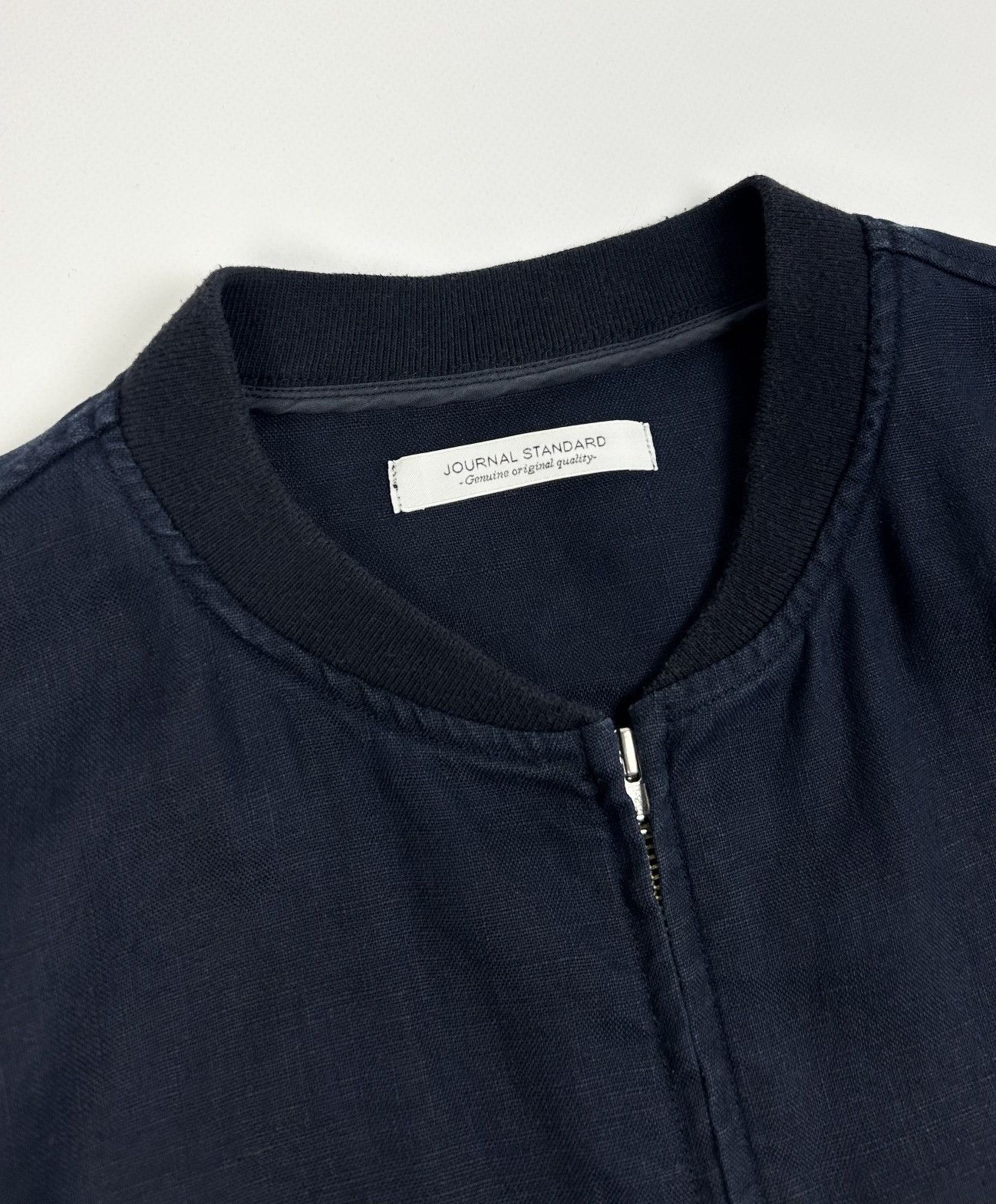 Japanese Brand Journal Standard Linen Bomber Jacket Navy L Japanese style Size US L / EU 52-54 / 3 - 9 Thumbnail