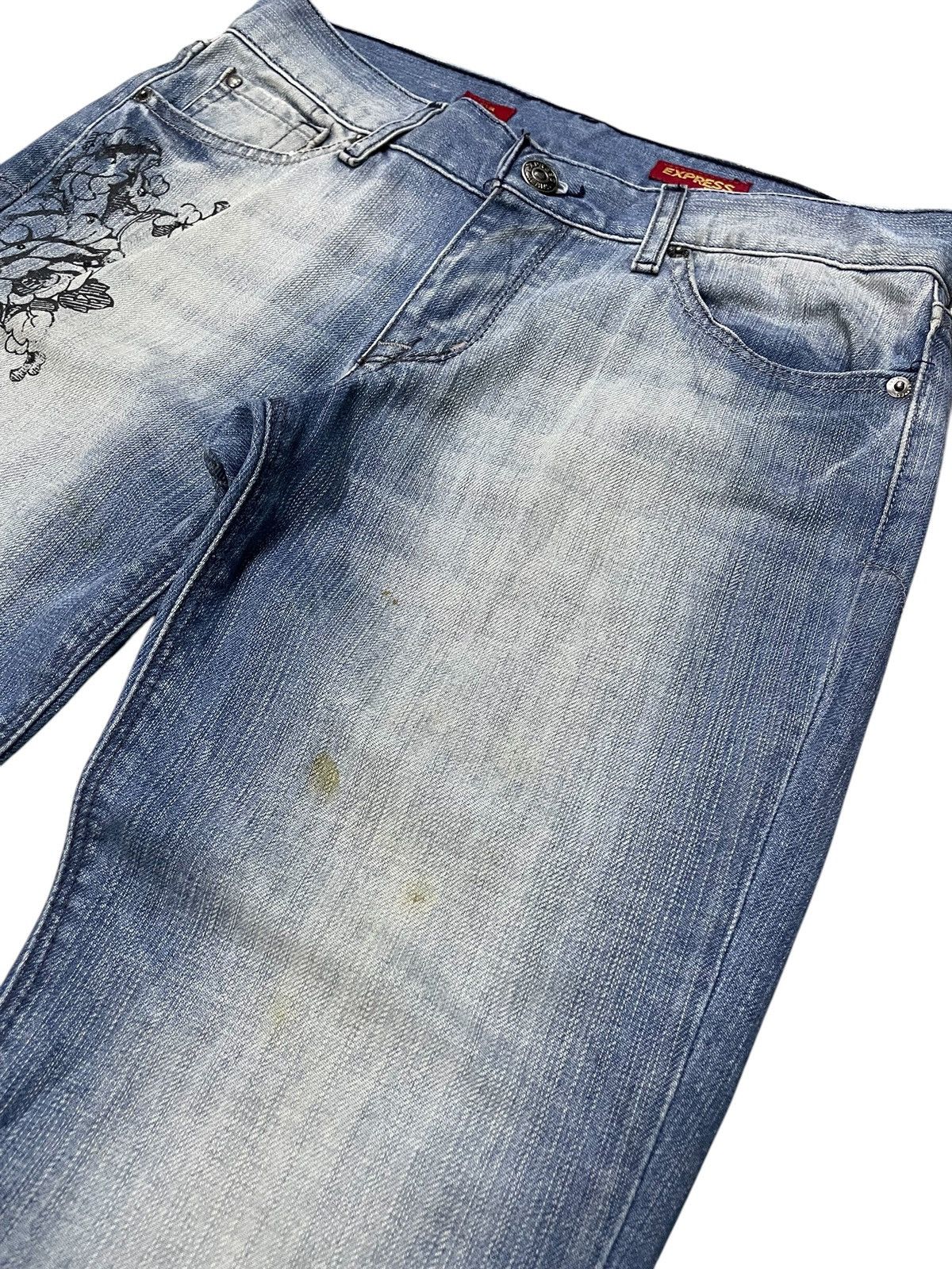 Express × Hysteric Glamour × Japanese Brand Express Jeans Tattoo Wings Tribal Flare Boot Cut Jeans Size US 30 / EU 46 - 9 Thumbnail