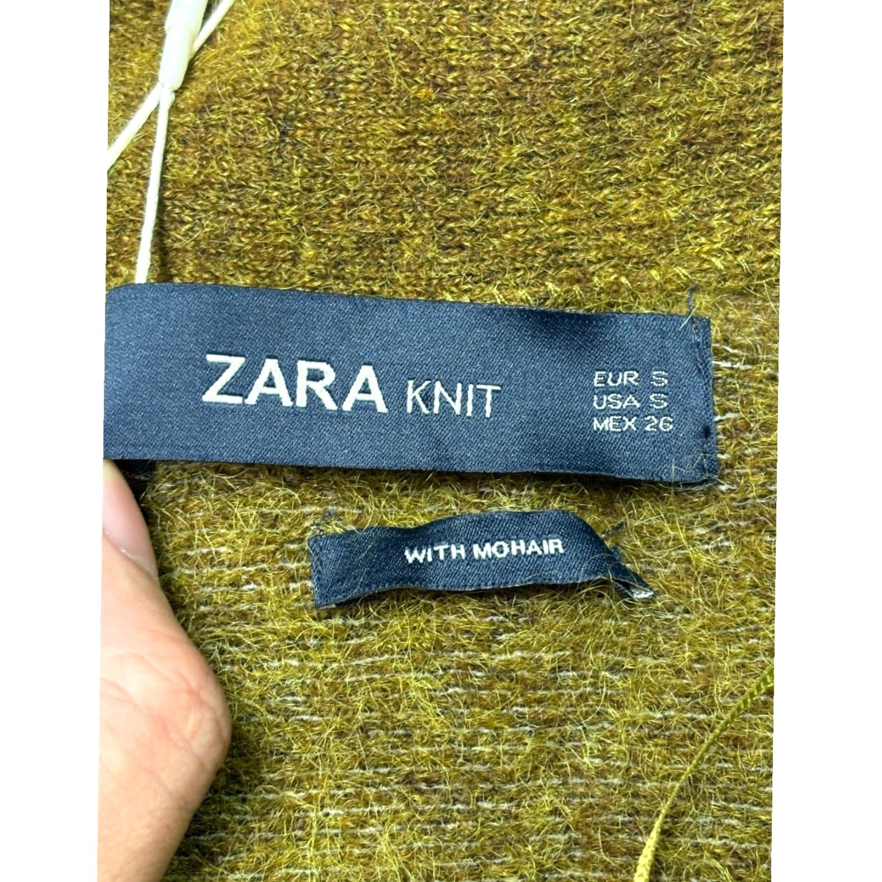 Zara Zara Knit Cardigan Sweater Women S Mohair Blend Mustard Yellow Long Sleeve Button Front Pockets Green Size S / US 4 / IT 40 - 4 Thumbnail