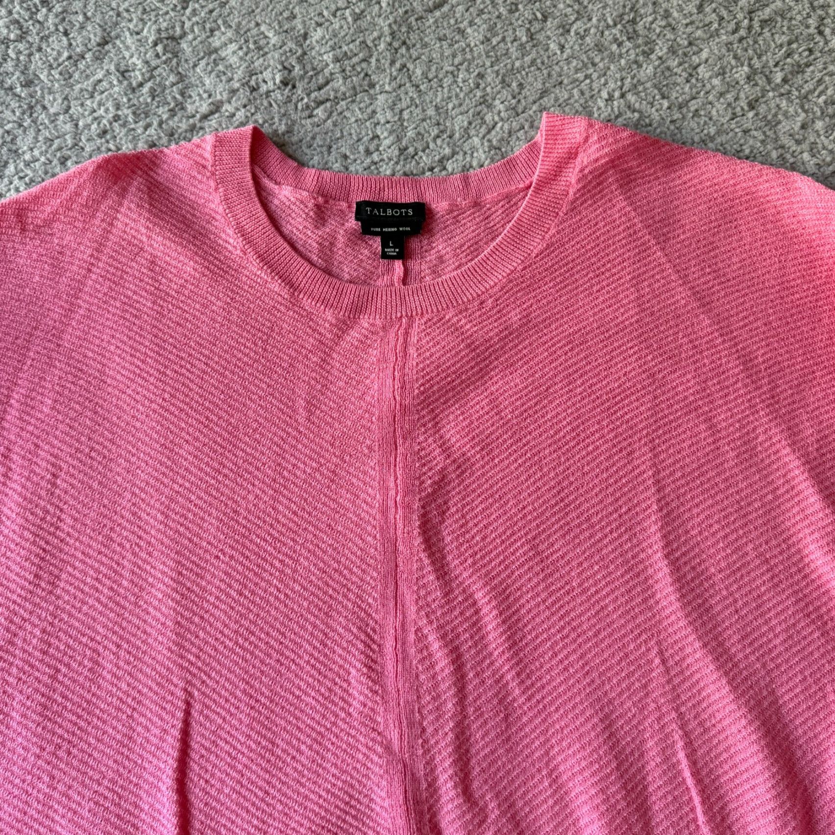 Talbots VINTAGE NEW Talbots Sweater Womens Large Pink Pure Merino Wool Crop Preppy Lightweight Size L / US 10 / IT 46 - 2 Thumbnail