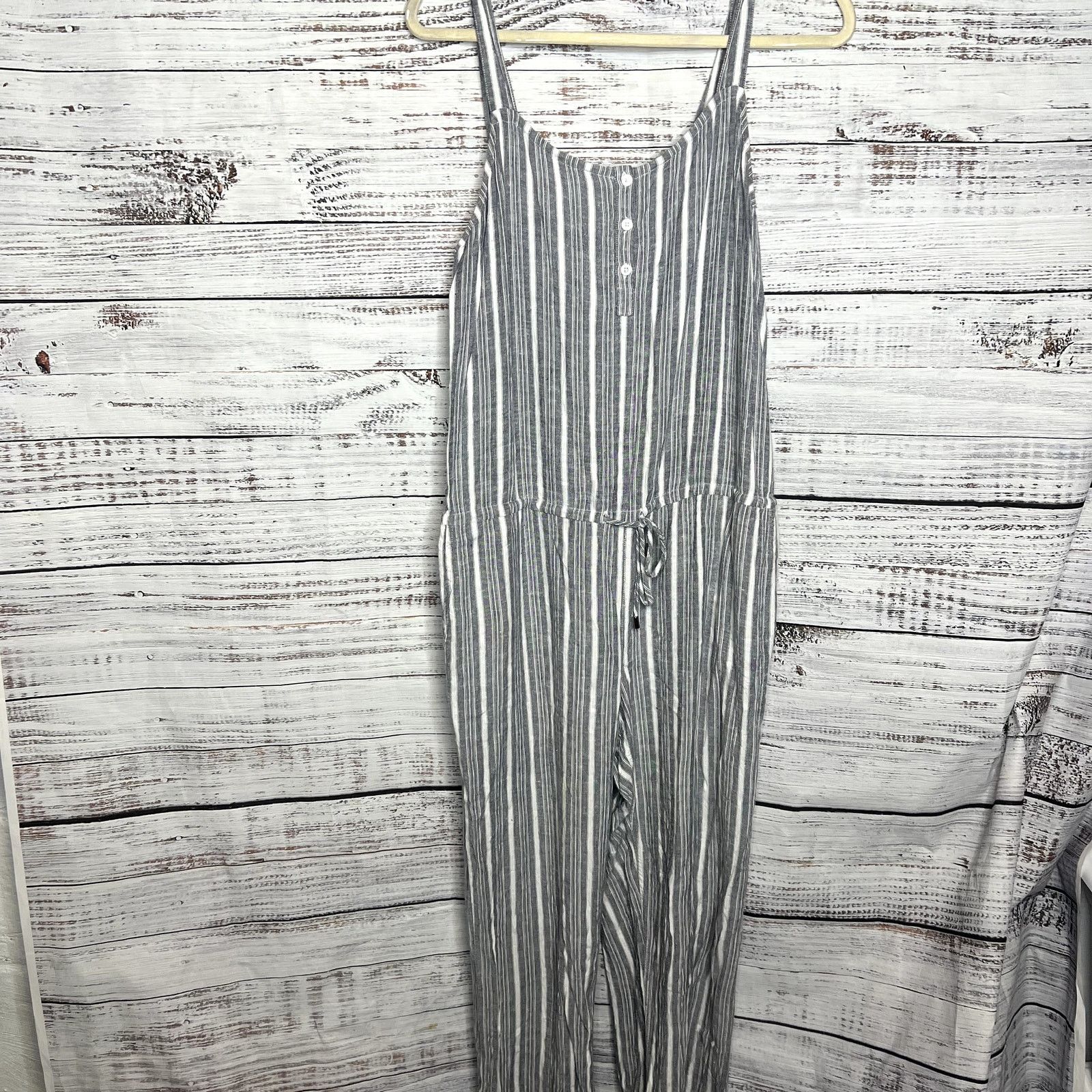 Rails Rails Brooklyn Porto Blue Grey Stripe Linen Blend Jumpsuit M Size 30" / US 8 / IT 44 - 2 Thumbnail