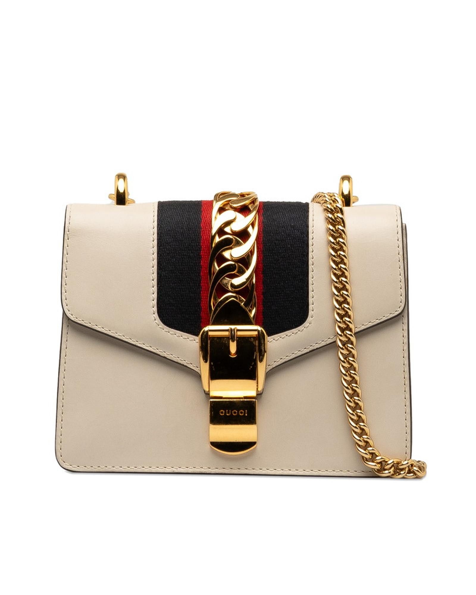 image of Gucci Small White Sylvie Shoulder Bag In Excellent Condition, Women's