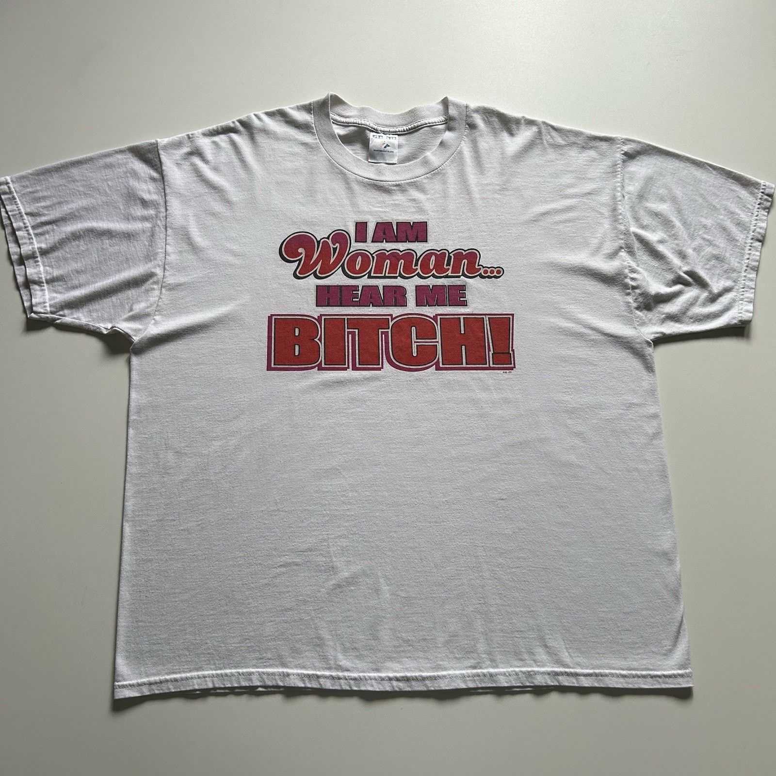Jerzees Vintage I Am Woman Hear Me Bitch T-Shirt XXL Y2K Funny Rare Size US XXL / EU 58 / 5 - 1 Thumbnail