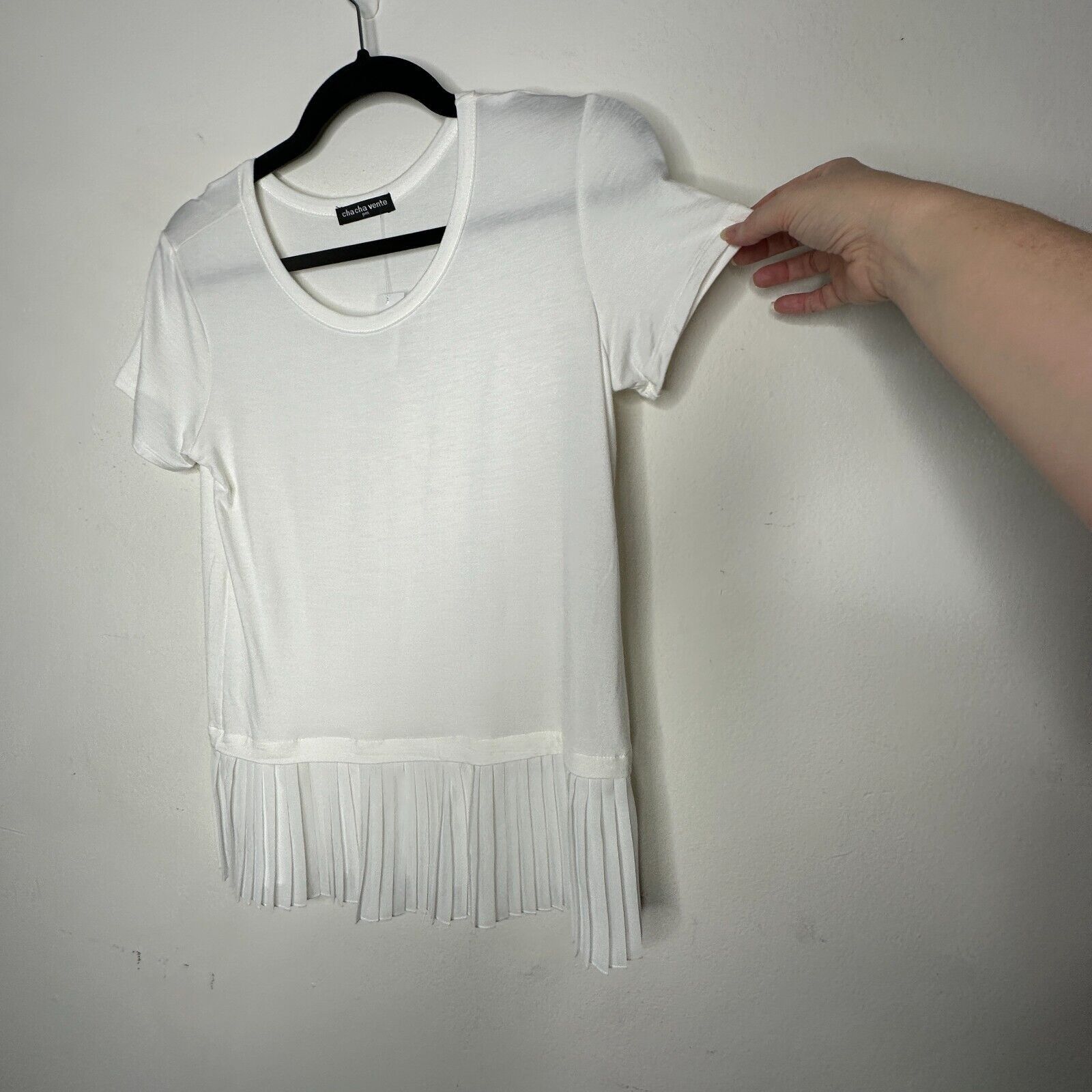 Other NWT Cha Cha Vente Ivory Pleated Short Sleeve Scoop Blouse PM Size M / US 6-8 / IT 42-44 - 5 Thumbnail