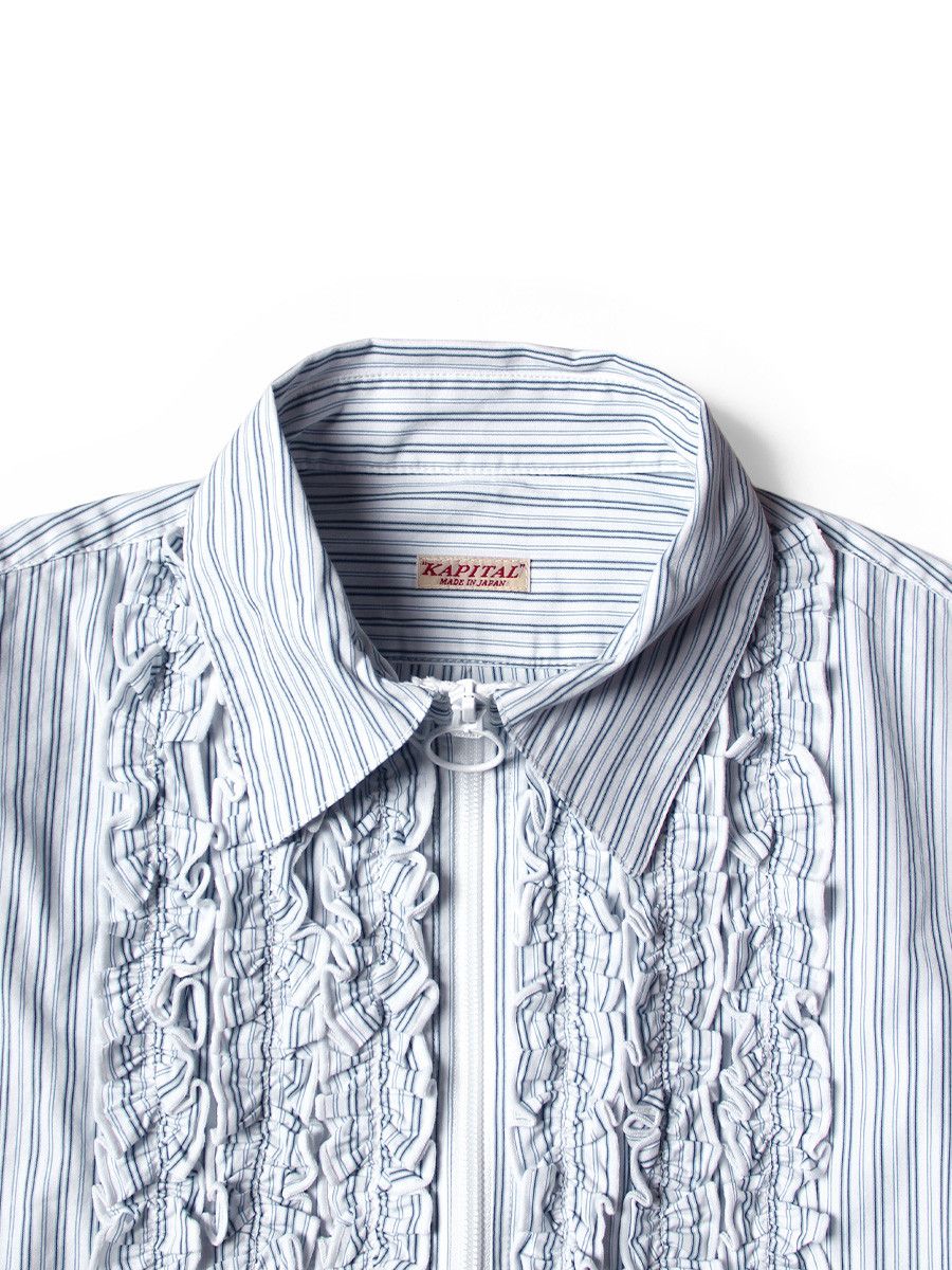 Kapital Kapital Cotton Stripe ZIPPER Ruffle Shirt Size US XL / EU 56 / 4 - 3 Thumbnail