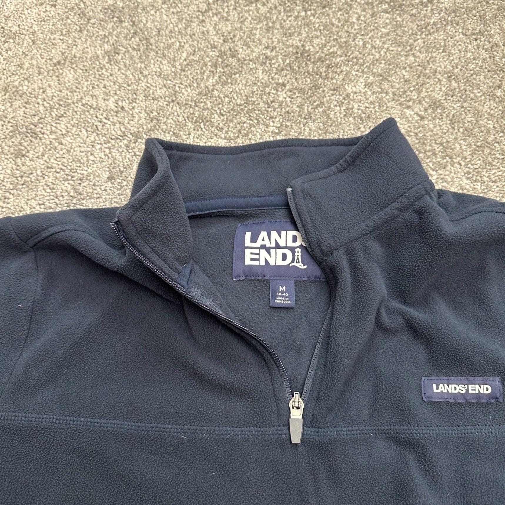 Lands' End Lands' End Anyweather Fleece Jacket Medium Navy Blue 1/4 Zip Outdoor Hiking Mens Size US M / EU 48-50 / 2 - 4 Thumbnail