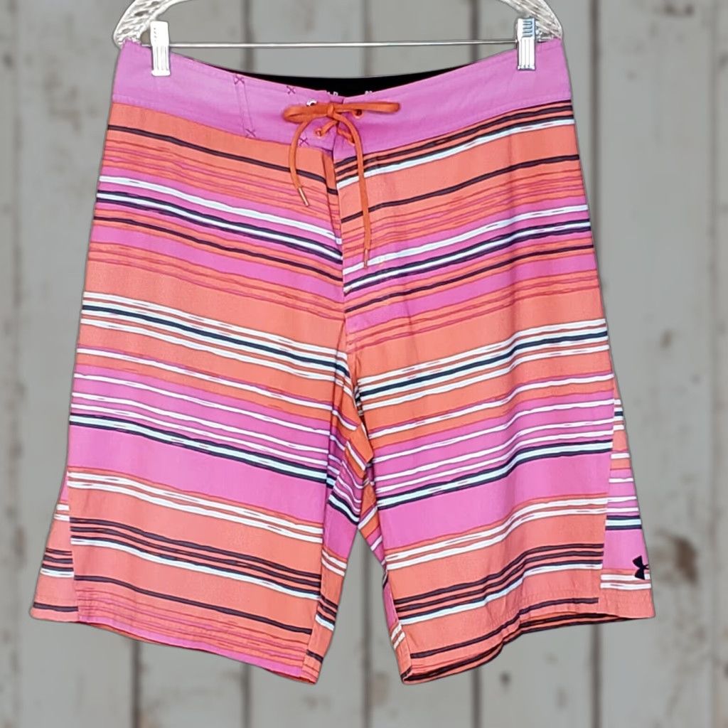 Under Armour Under Armour Mens Swimsuit 34 Multicolor Stripe Loose Fit HEATGEAR Board Shorts Mens 34 Multicolor Stripe Board Shorts Mens Swimsuit Under Armour Size US 34 / EU 50 - 1 Thumbnail