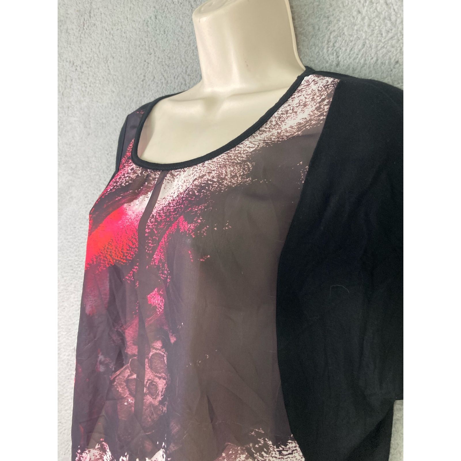 Other Vanilla Sugar Black Pink White Blouse XL Cap Sleeve Size XL / US 12-14 / IT 48-50 - 6 Thumbnail