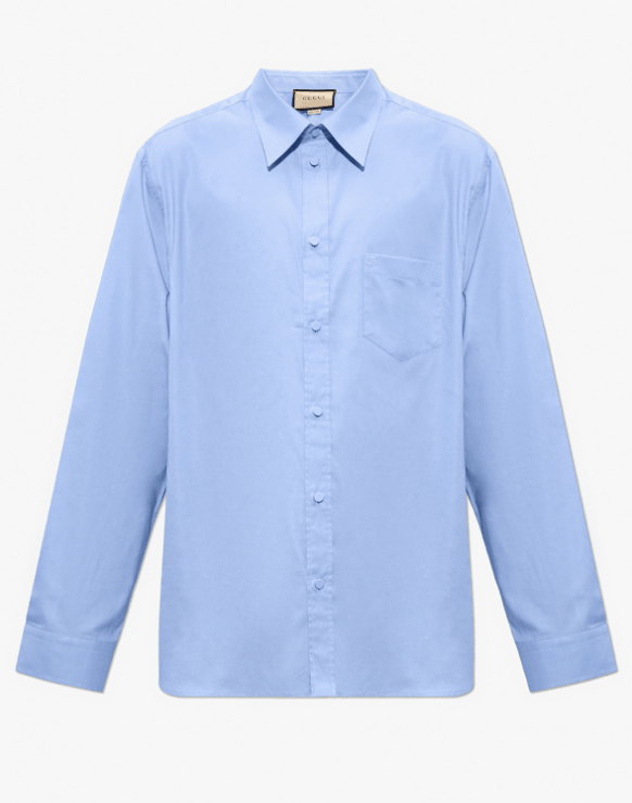 Gucci o1mt1gz0625 Oxford Cotton Shirt With Double G Embroidery Size US S / EU 44-46 / 1 - 1 Thumbnail