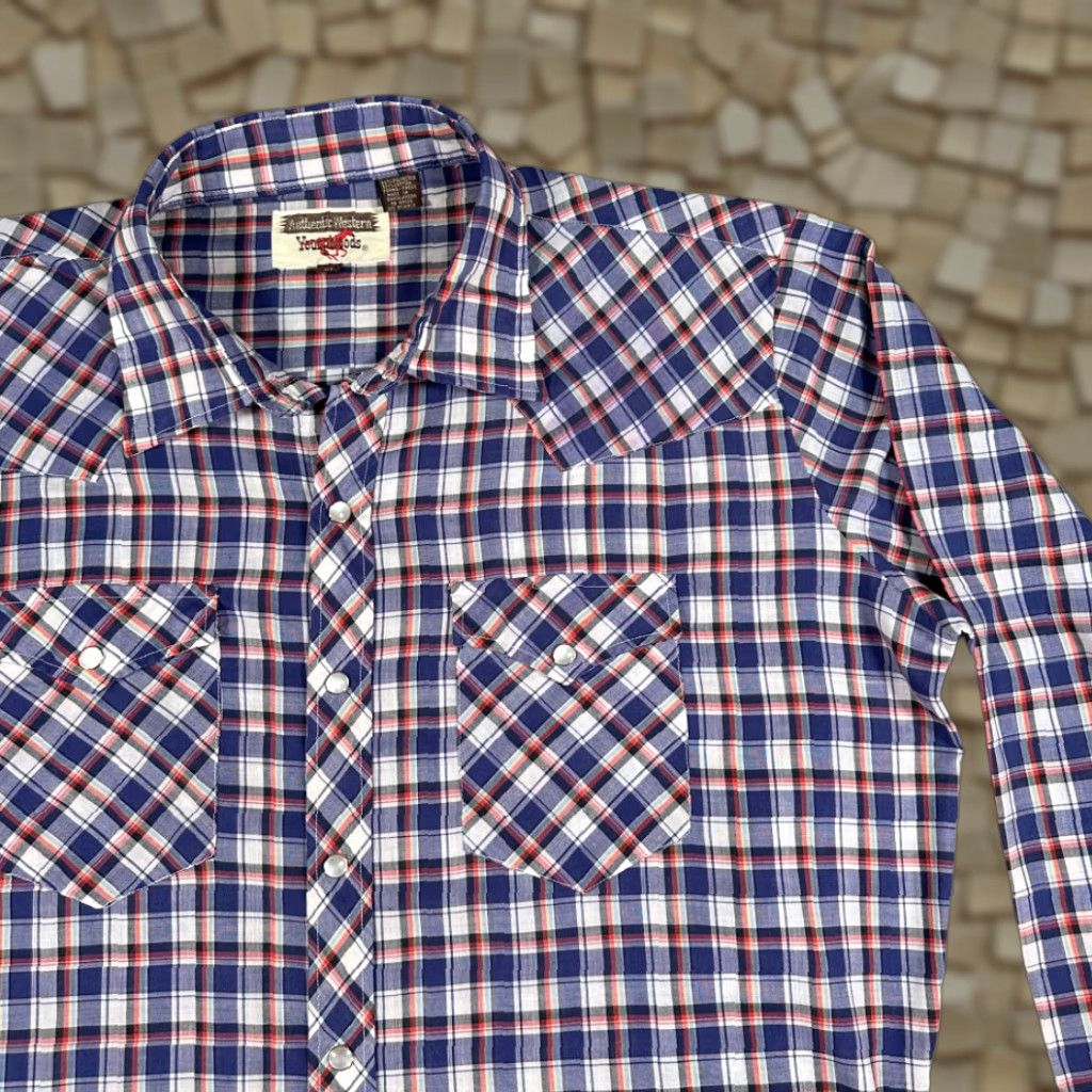 Vintage VINTAGE Youngbloods Western Shirt Adult EXTRA LARGE Purple White Plaid 90s Size US XL / EU 56 / 4 - 1 Thumbnail