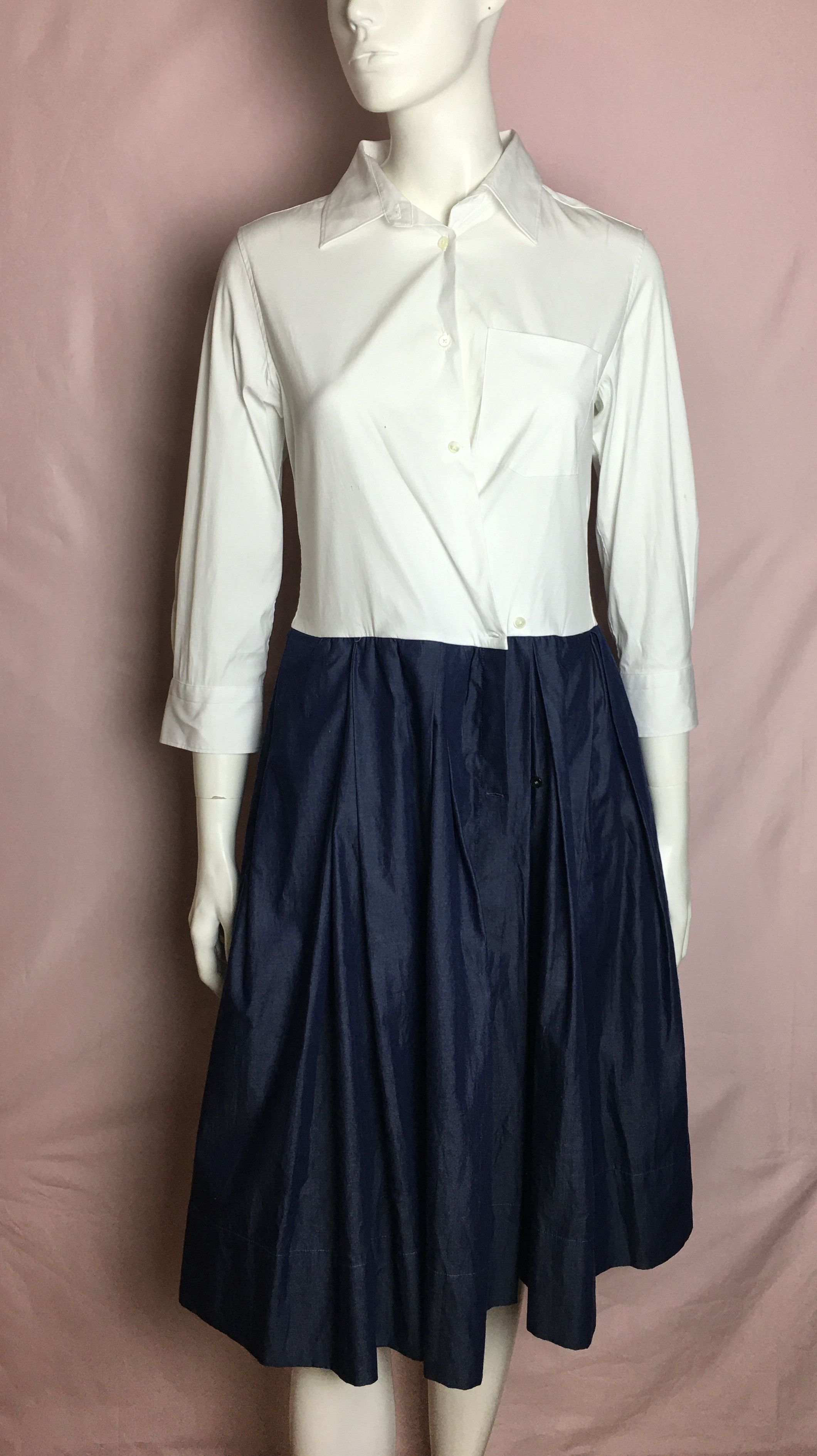 Other SARA ROKA Shirt Dress White/Navy Cotton EU 40 Size M / US 6-8 / IT 42-44 - 1 Thumbnail