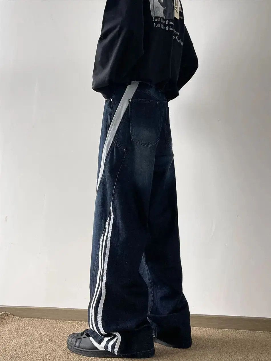Japanese Brand Retro loose straight leg spliced jeans Size US 32 / EU 48 - 5 Thumbnail