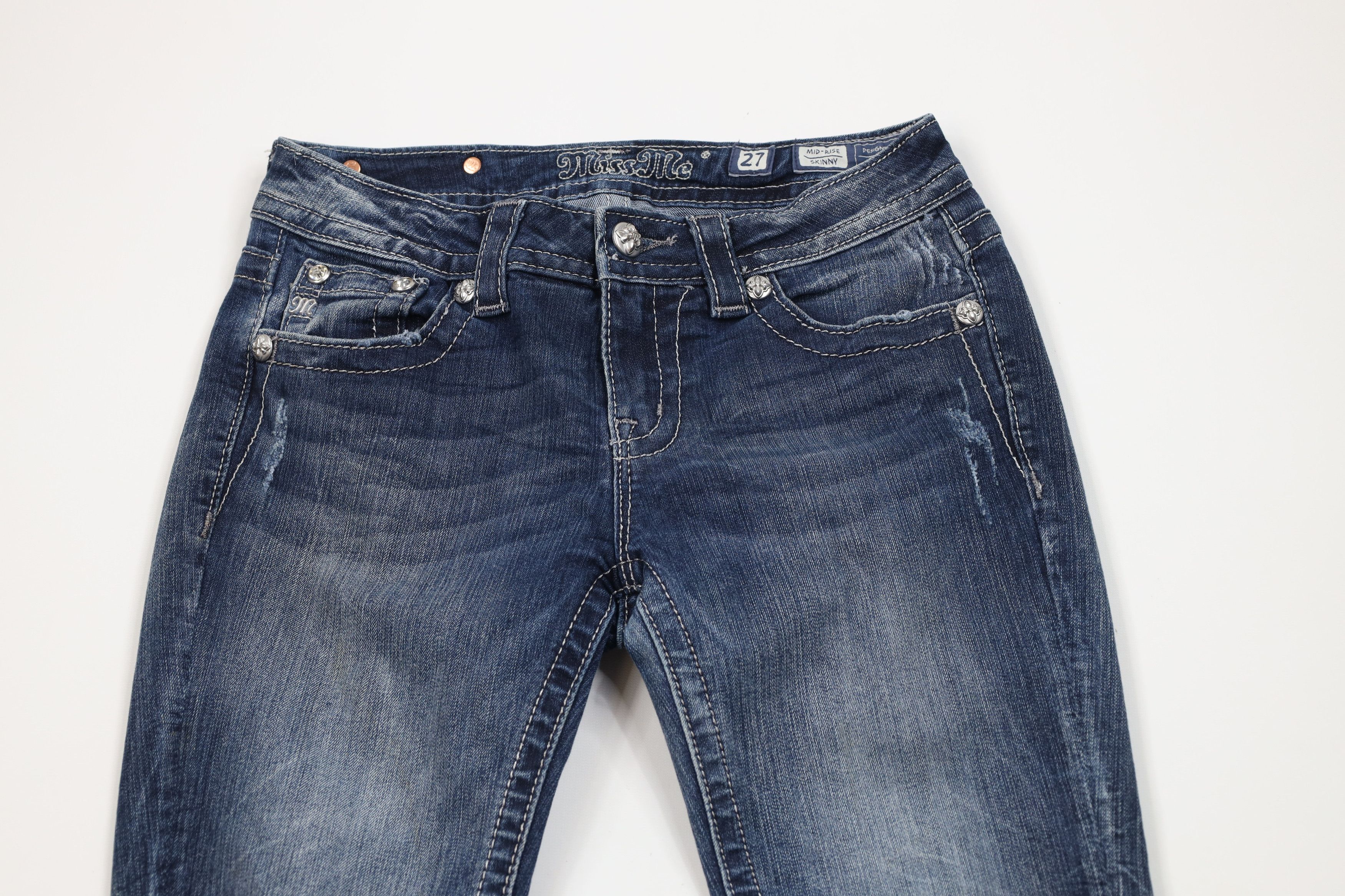 Miss Me Miss Me Thick Stitch Angel Wings Mid Rise Skinny Denim Jeans Size 27" / US 4 / IT 40 - 2 Thumbnail