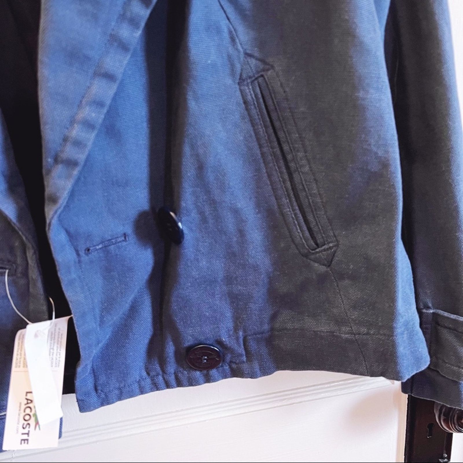 Lacoste Blue Cotton Double-Breasted Blazer