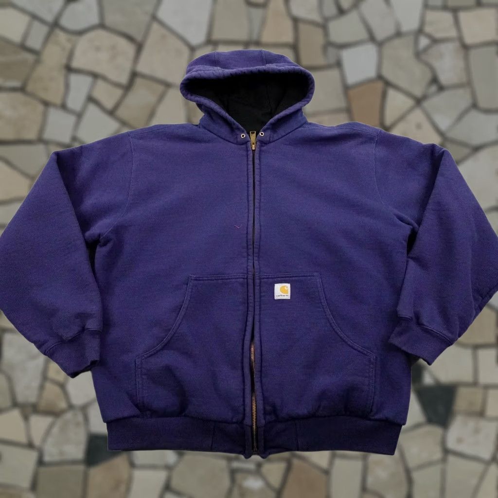 Carhartt VINTAGE Carhartt Hoodie Mens Large Blue Thermal Lined Zip Sweatshirt Jacket Y2K Size US L / EU 52-54 / 3 - 1 Thumbnail