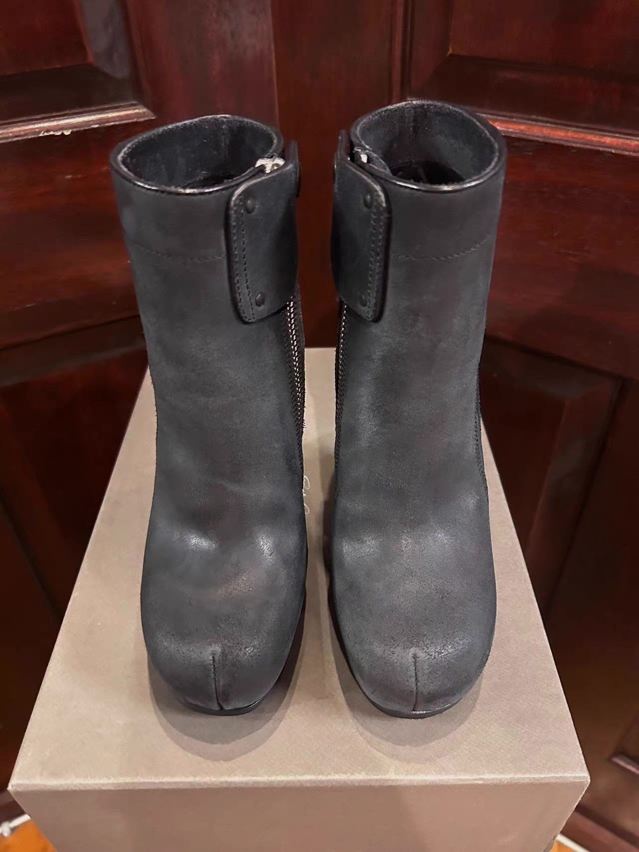 Rick Owens Rick Owens reverse‑leather wedge‑heel boots。Ｑ25 Size US 6 / IT 36 - 4 Thumbnail