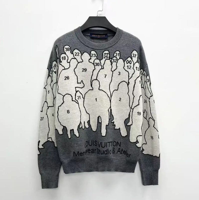 Louis Vuitton Louis Vuitton Gray Wool Blend Logo Knit Sweater 0089 Size S / US 4 / IT 40 - 1 Thumbnail