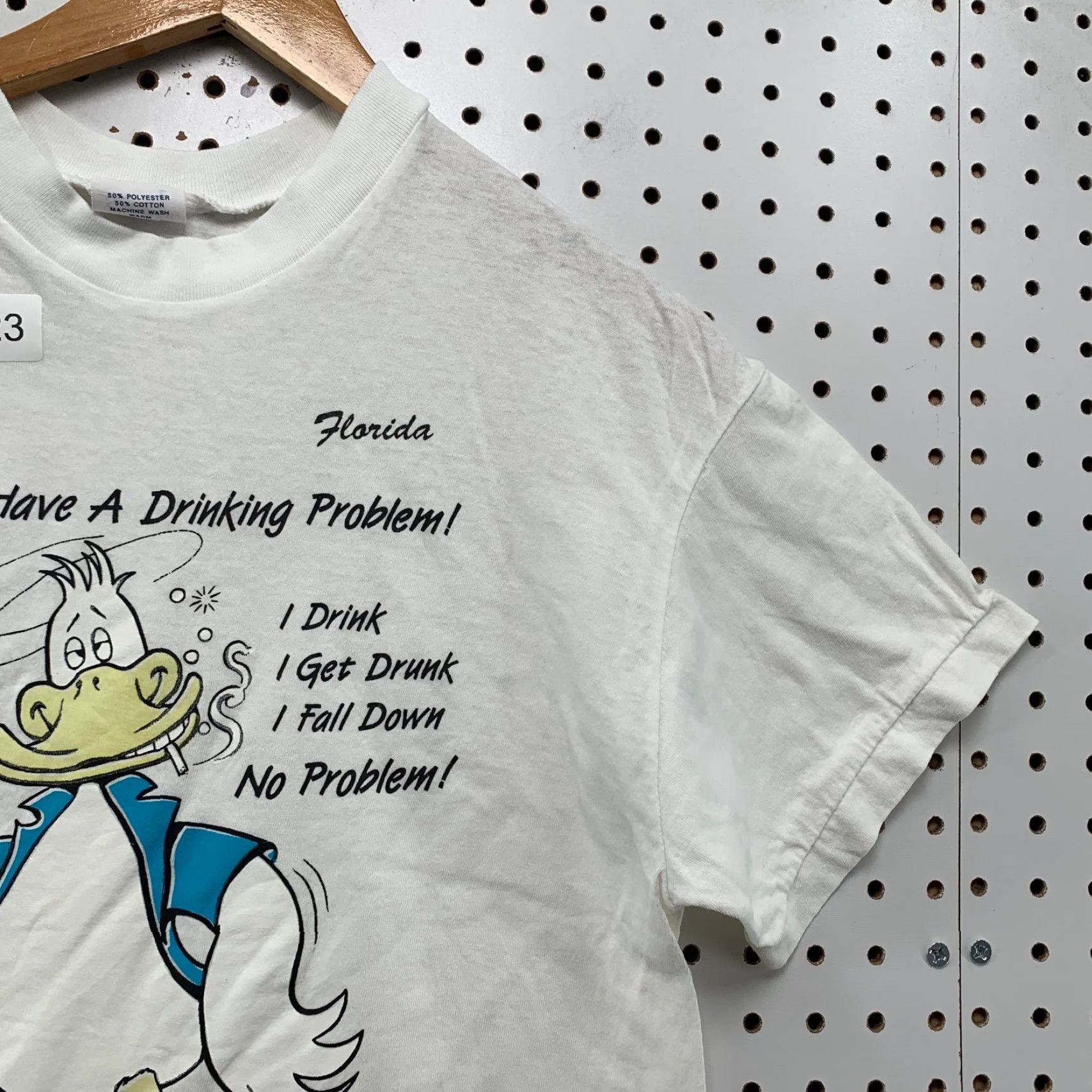 Vintage Vintage Funny Beer Duck T Shirt Mens L White Drinking Problem Single Stitch Size US L / EU 52-54 / 3 - 7 Thumbnail