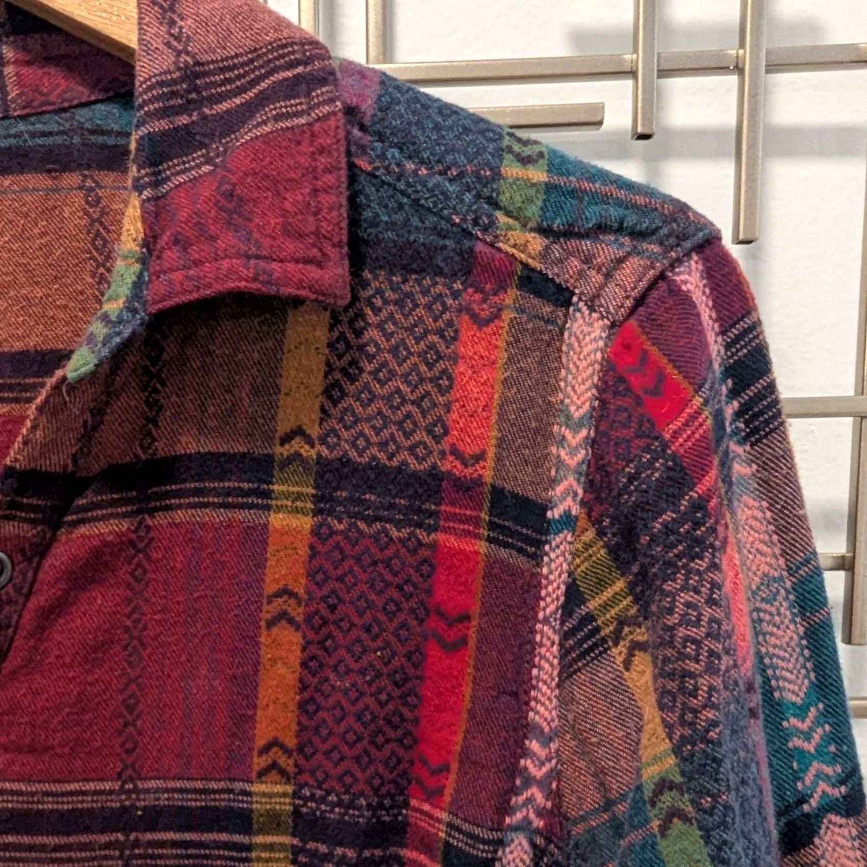 Vintage Mudd Women XXL Southwestern Plaid Lace Up Flannel Shirt Long Sleeve Y2K Size XXL / US 16-18 / IT 52-54 - 4 Thumbnail