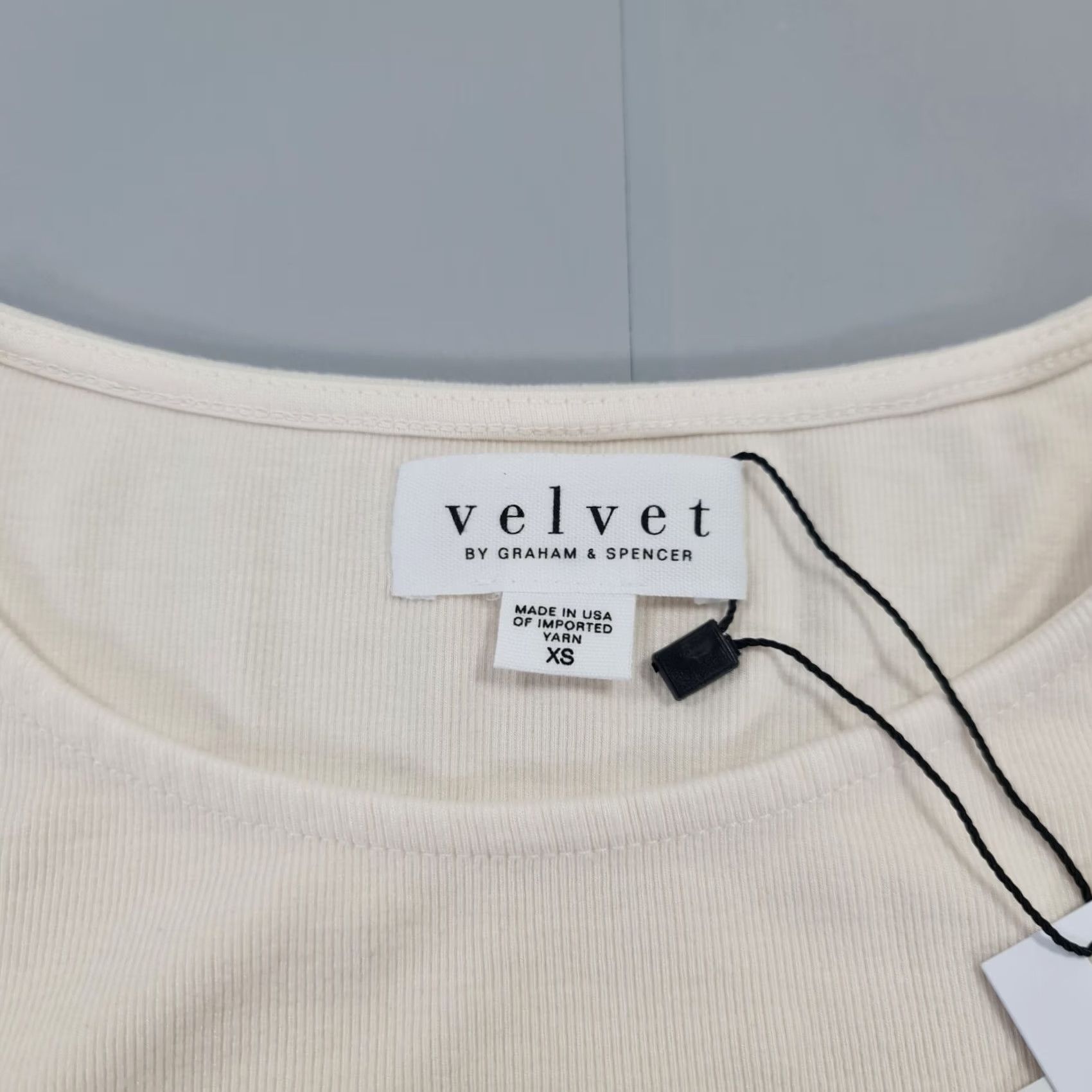Velvet Velvet by Graham & Spencer Womens Top Ivory XS Emma Cut Out Ribbed T shirt Size XS / US 0-2 / IT 36-38 - 3 Thumbnail