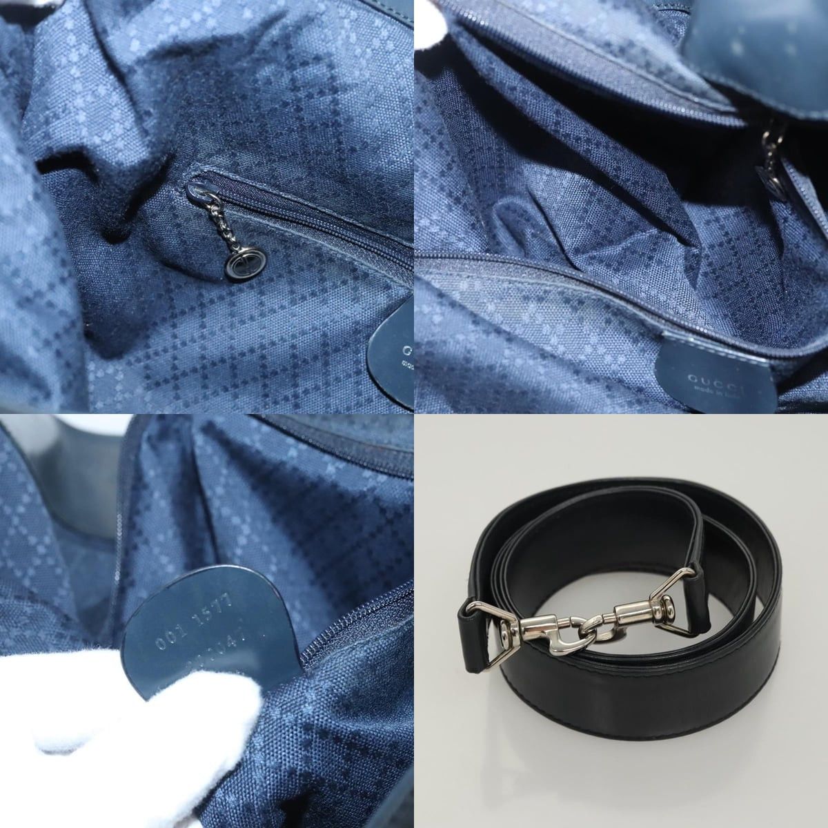 Gucci GUCCI Bamboo Handbag Canvas Navy Silver 001 001 Size ONE SIZE - 12 Thumbnail