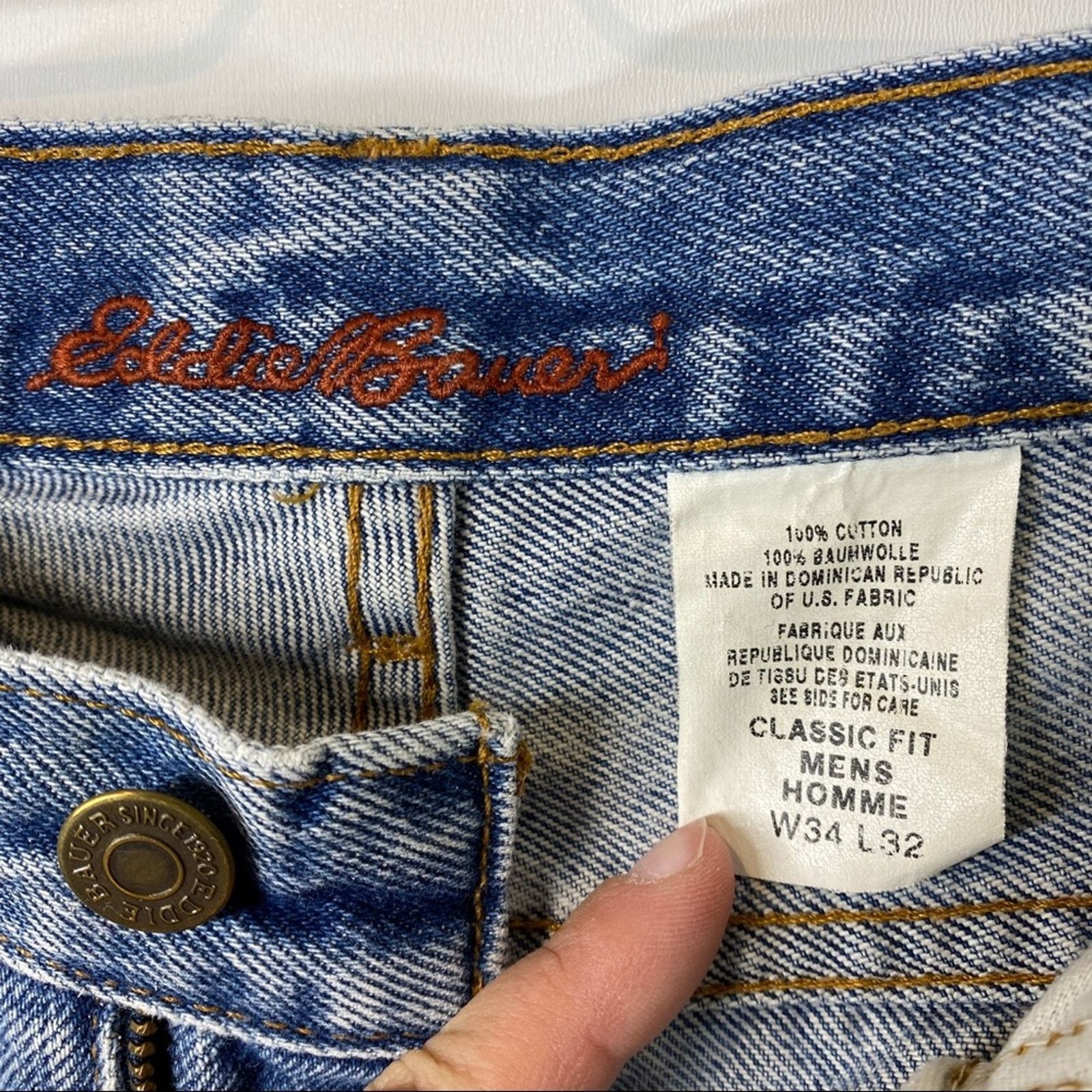 Eddie Bauer × Vintage Eddie Bauer Jeans Classic Vintage Straight Leg Cotton Denim Size US 34 / EU 50 - 3 Thumbnail