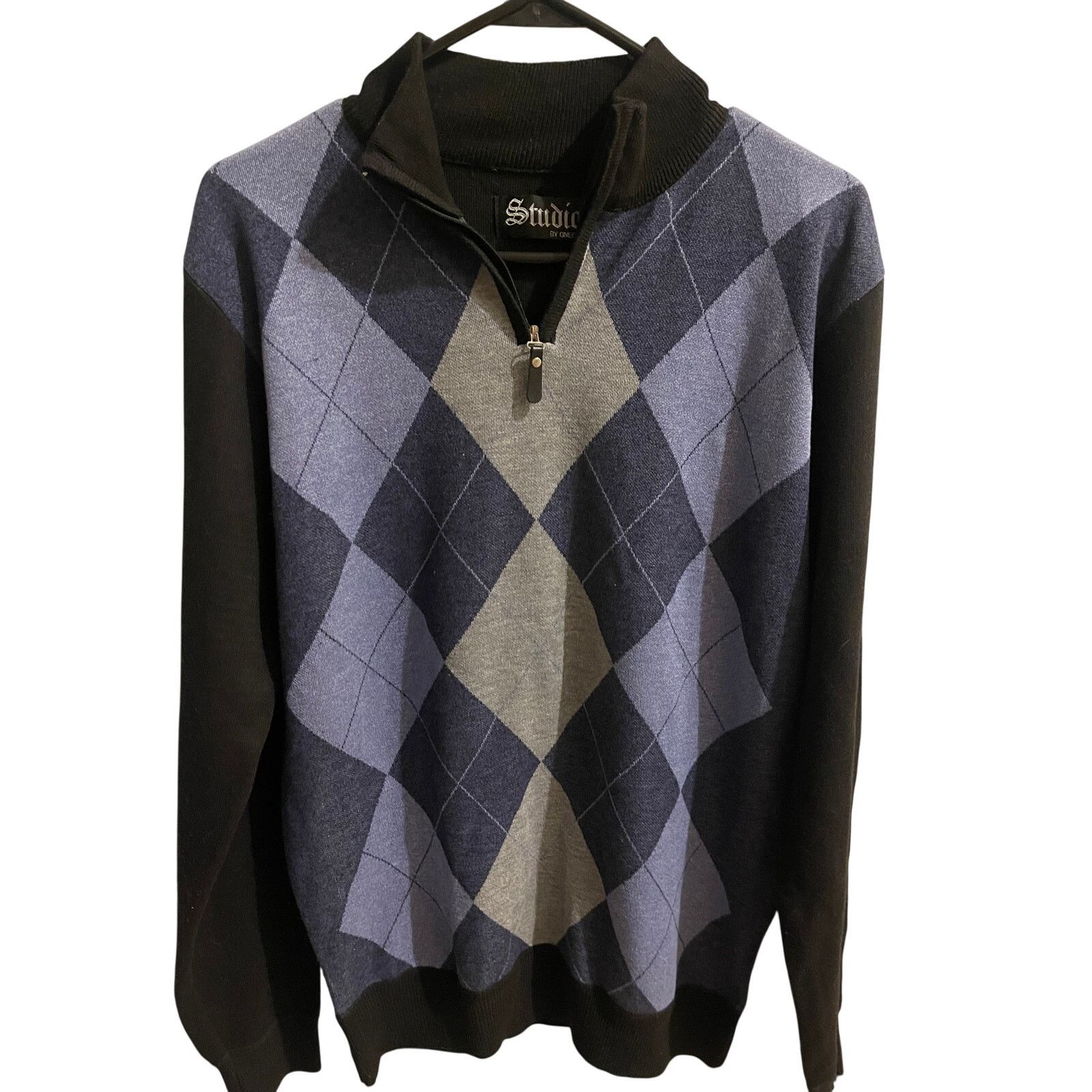 Omega Studio by Omega Men’s Argyle Quarter Zip Sweater Pullover Size US S / EU 44-46 / 1 - 2 Thumbnail