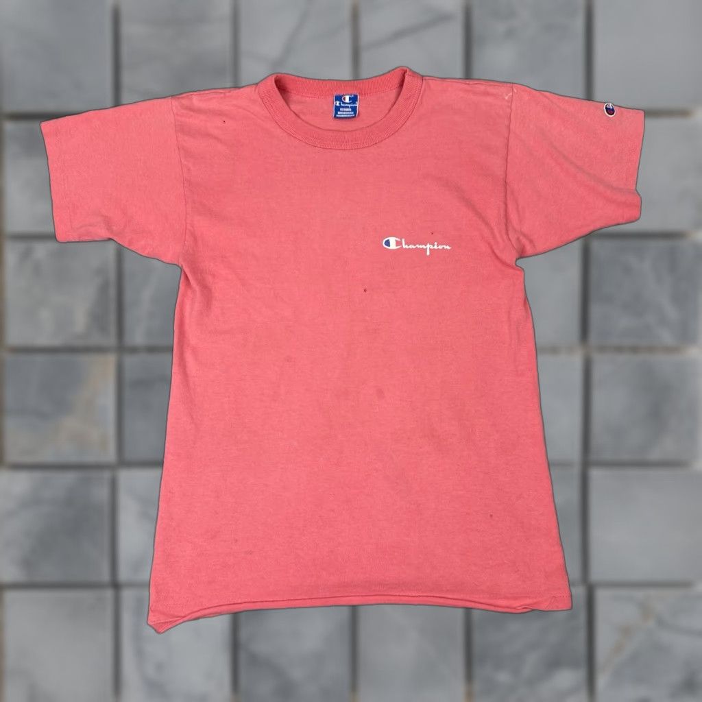 Champion VINTAGE Champion T Shirt Womens M Pink 80s Distressed USA Small Stitch Crew Neck Short Sleeve Size M / US 6-8 / IT 42-44 - 1 Thumbnail