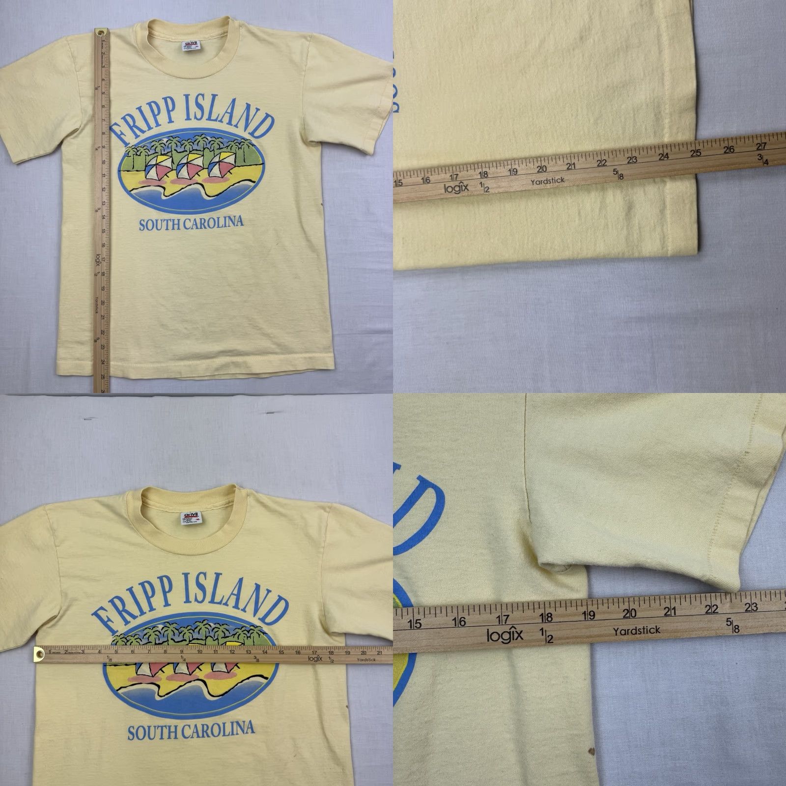 Anvil VINTAGE Fripp Island T Shirt Adult Medium Yellow 90s Beach USA Men Shirt Size US M / EU 48-50 / 2 - 8 Thumbnail