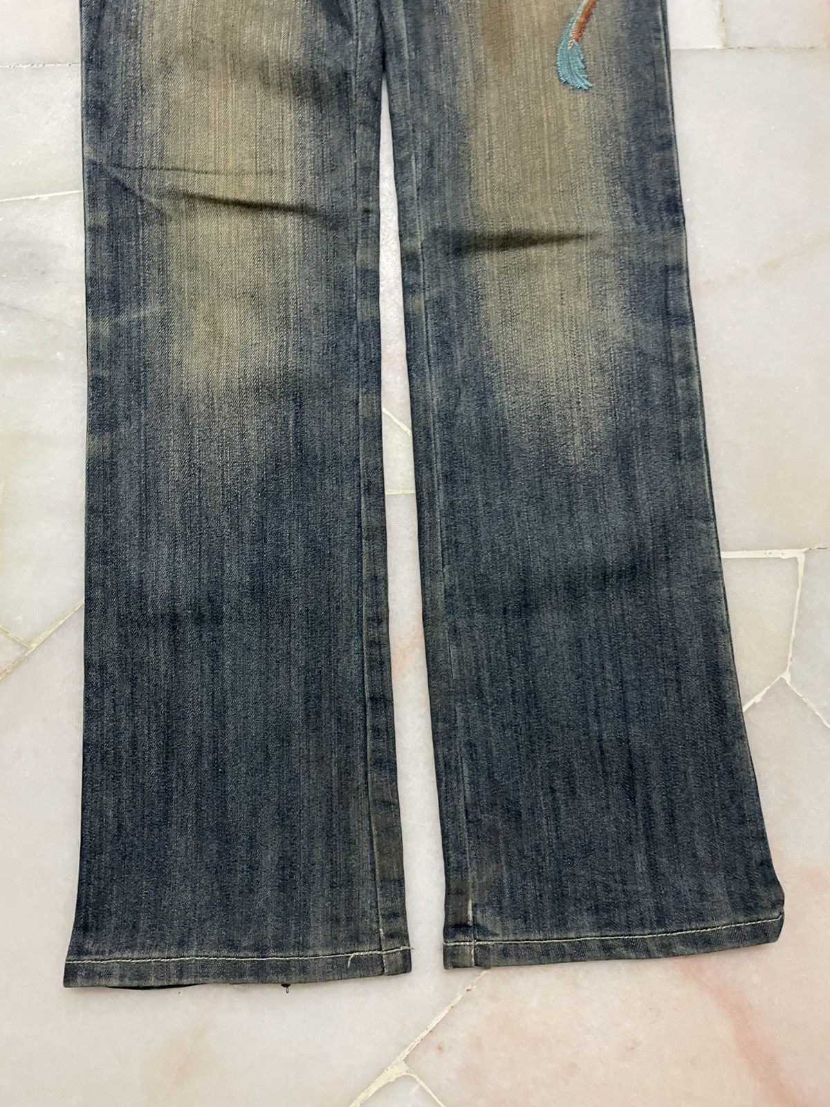 Seditionaries 💥Flared💥🇯🇵 Mudwash Tattoo Dragon Embroidery Bootcut Jean Size 28" / US 6 / IT 42 - 7 Thumbnail