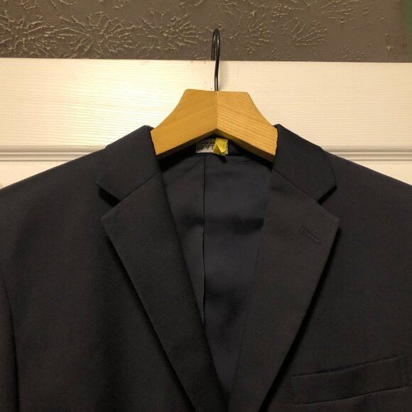 Jos. A. Bank jos.a.bank men's navy 100%wool sport coat jacket blazer 41L Size 40L - 4 Thumbnail